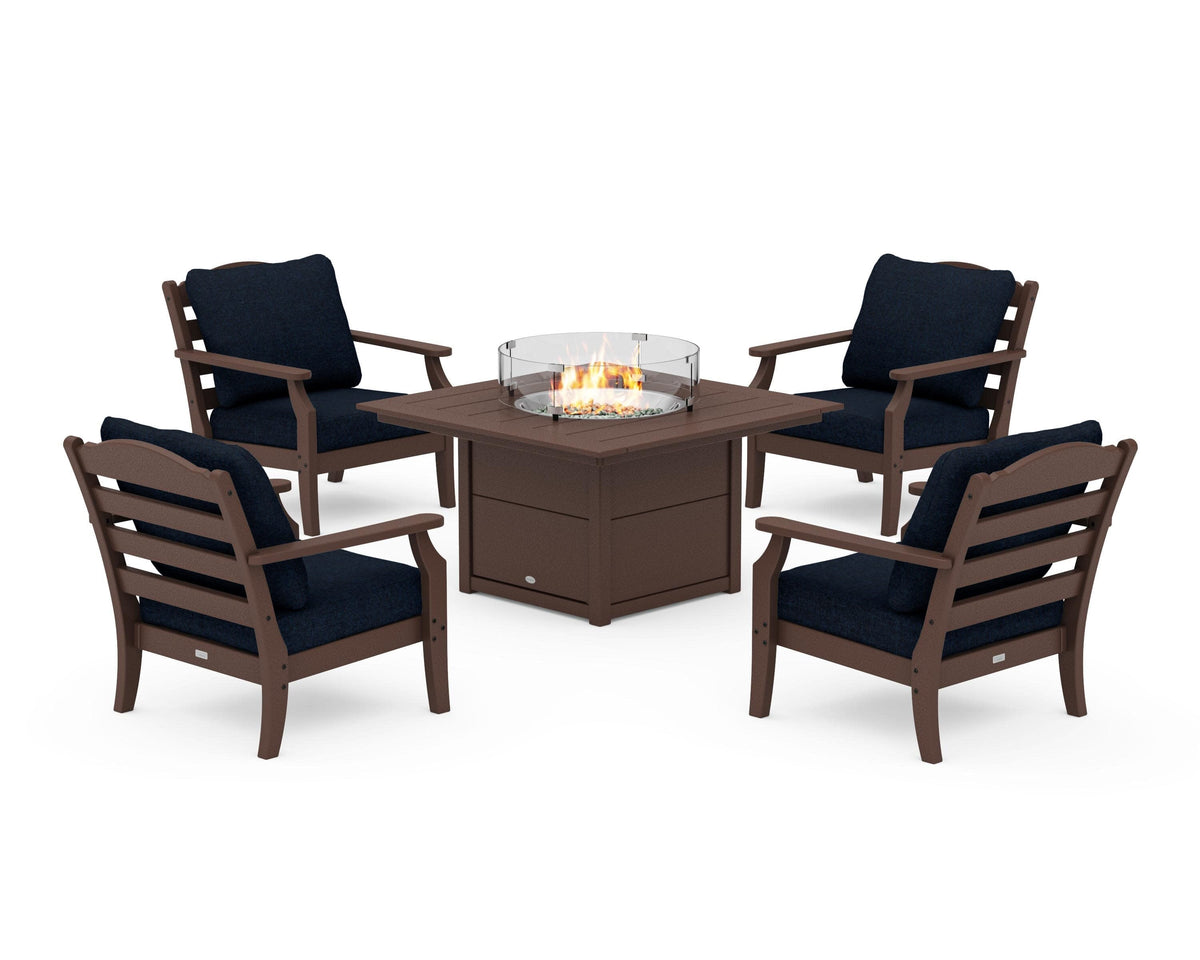 Savannah 5-Piece Deep Seating Set with Fire Pit Table