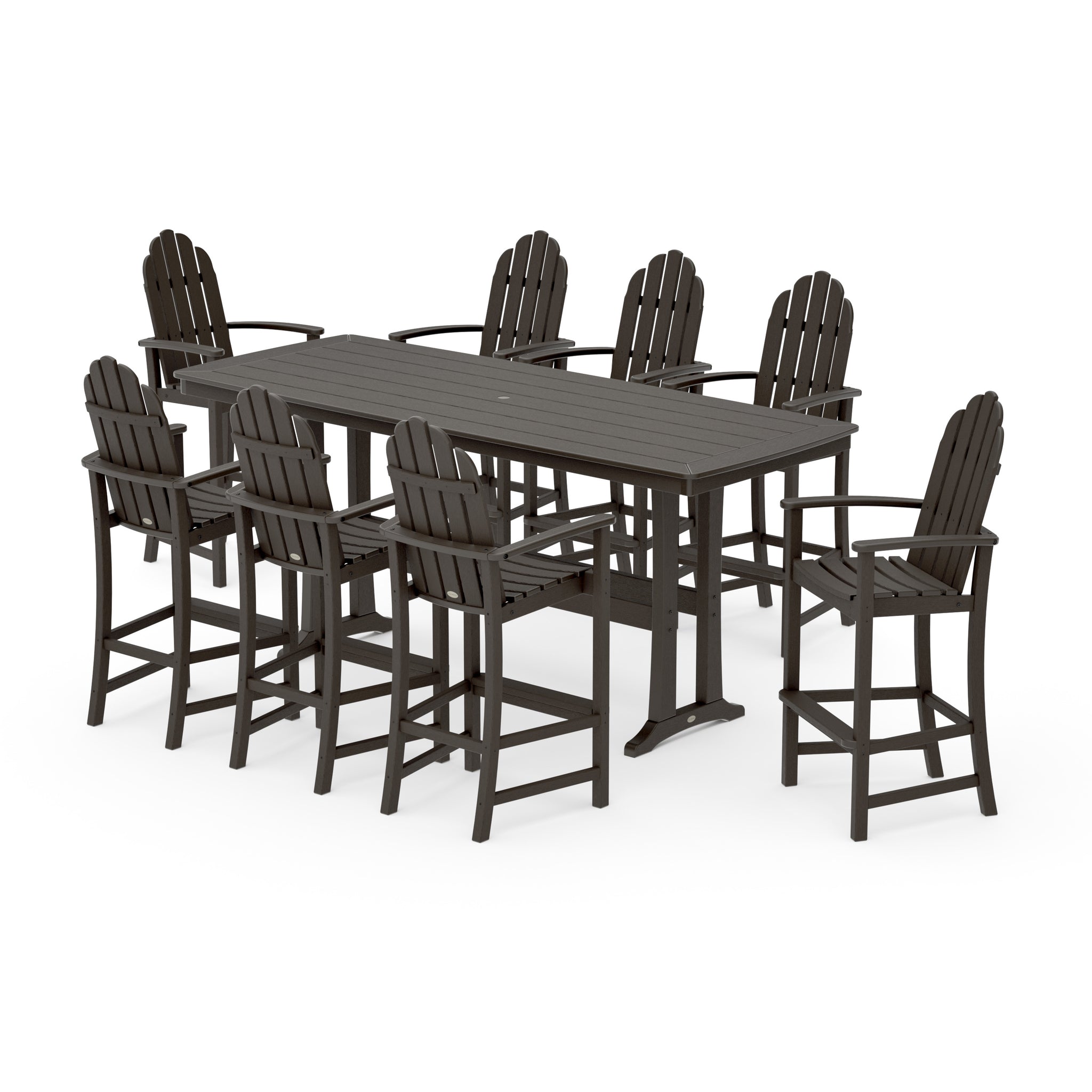 Classic Adirondack 9-Piece Bar Set with Trestle Legs
