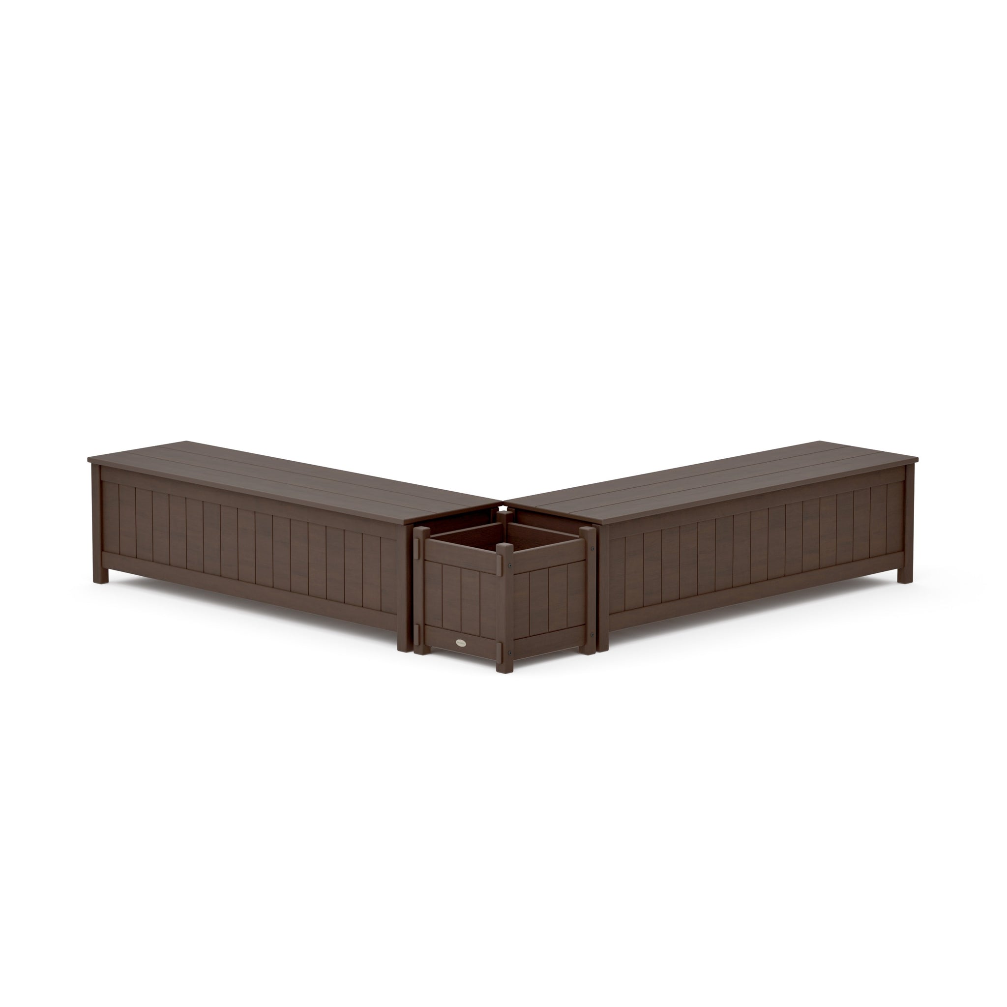 60" Vineyard L- Shaped Planter Storage Bench Set