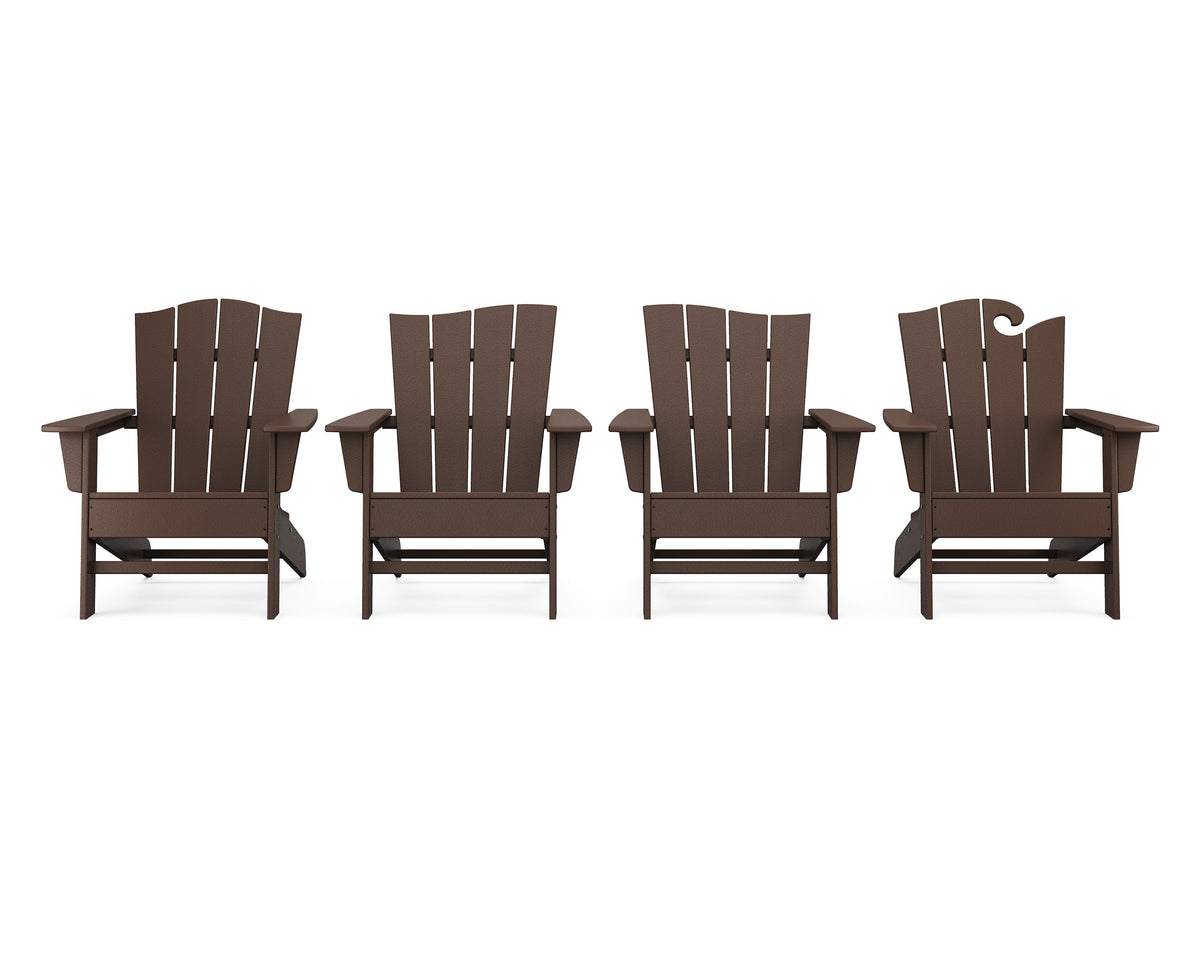 Wave Collection 4-Piece Adirondack Chair Set