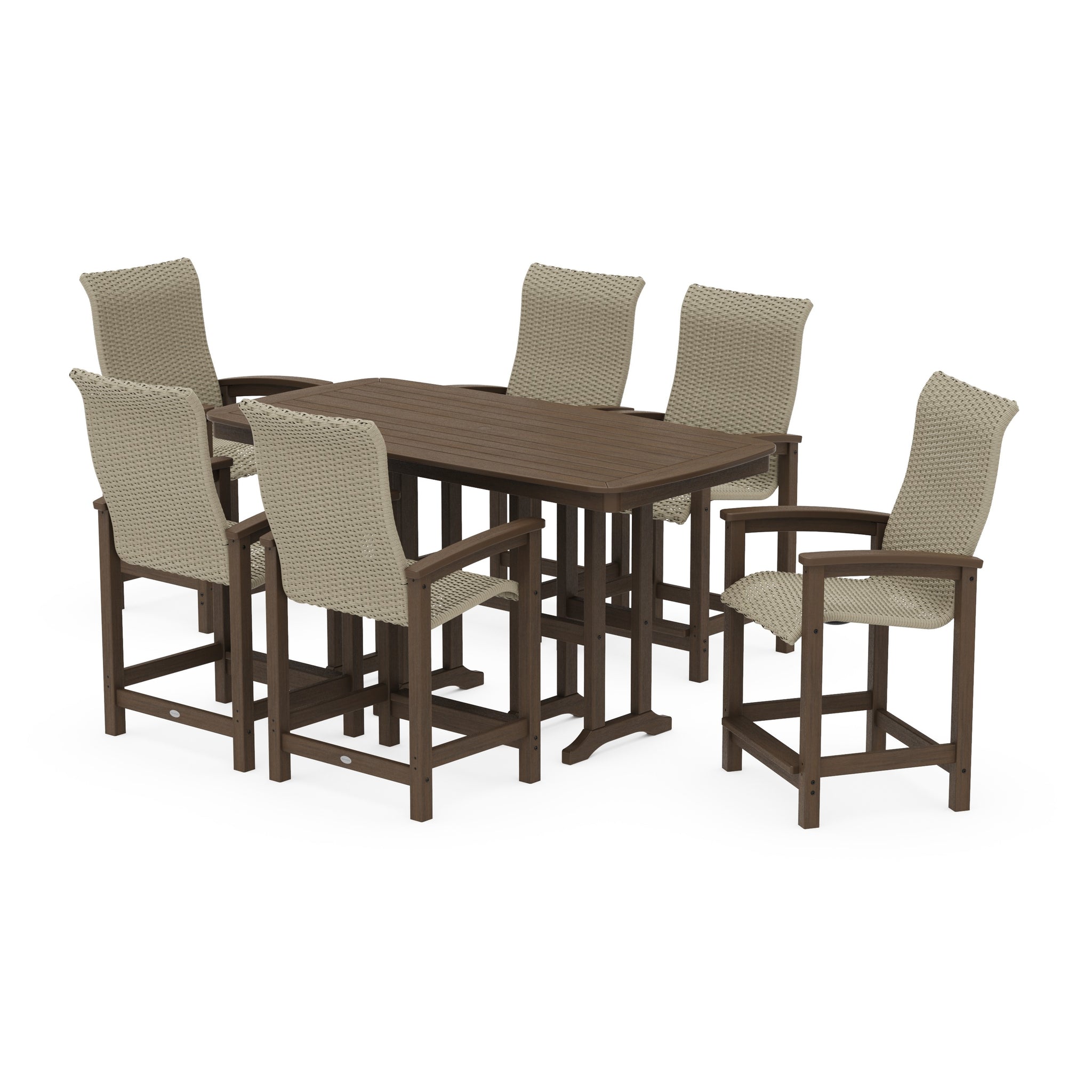 Coastal Woven High-Back Arm Chair 7-Piece Counter Set