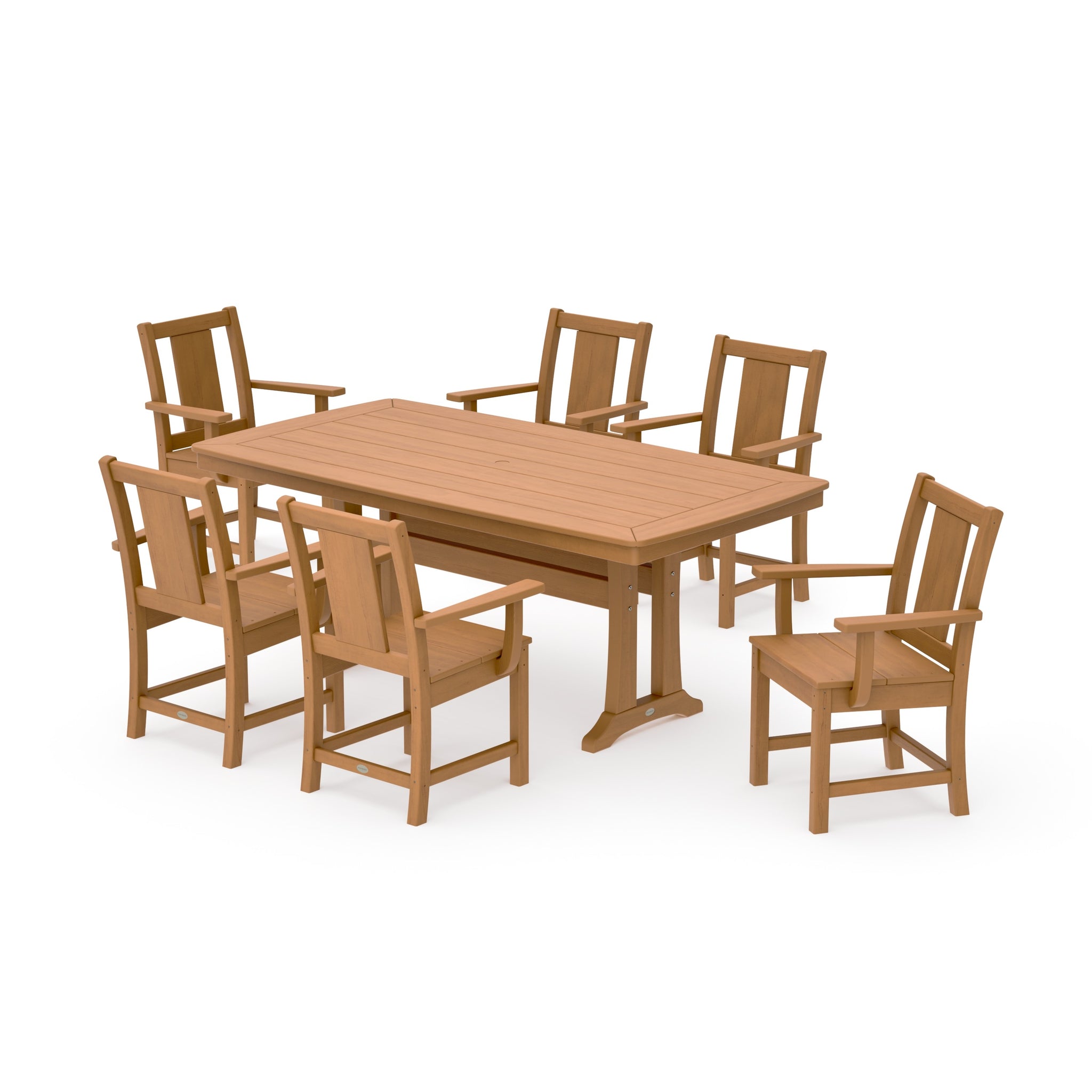 Prairie Arm Chair 7-Piece Dining Set with Trestle Legs