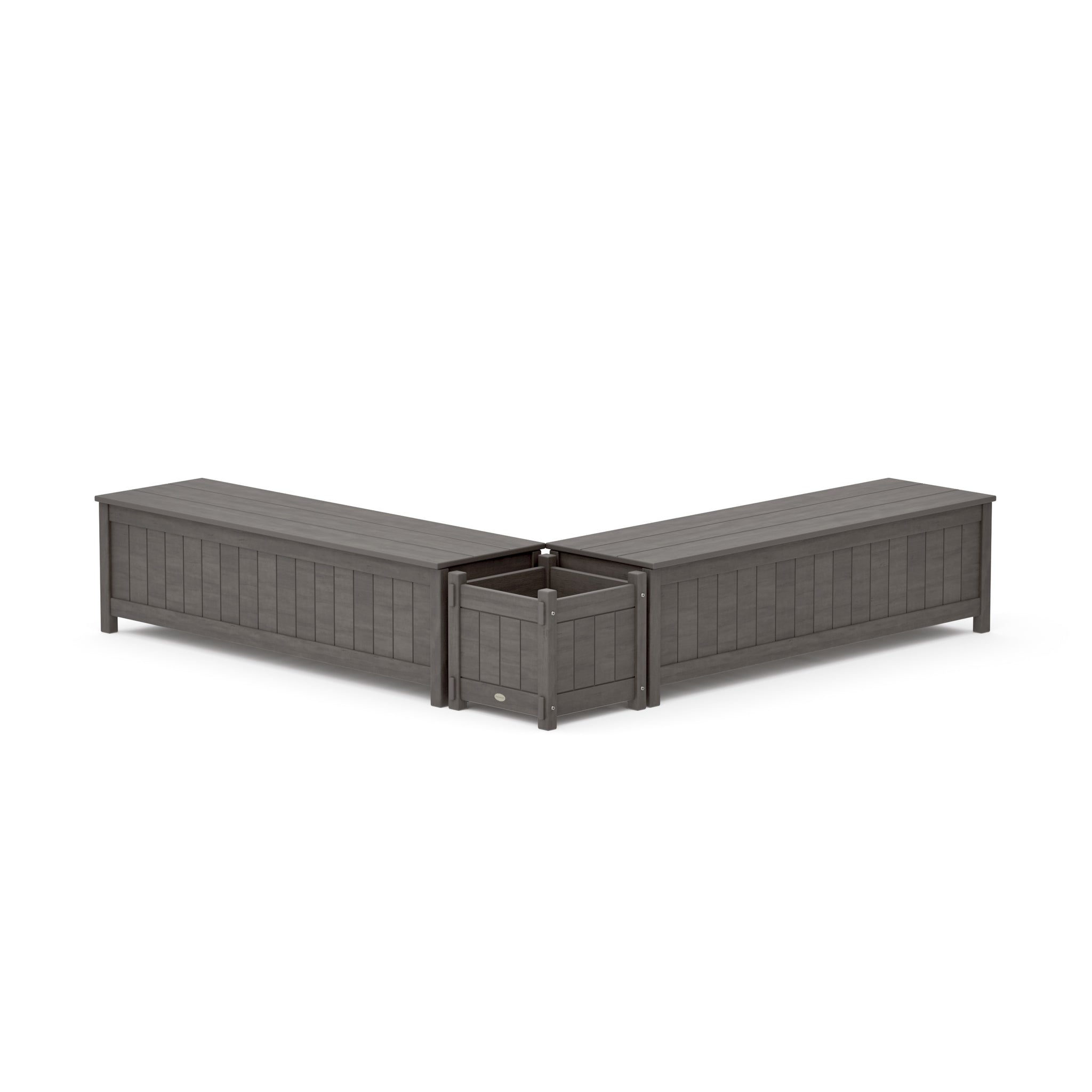 60" Vineyard L- Shaped Planter Storage Bench Set
