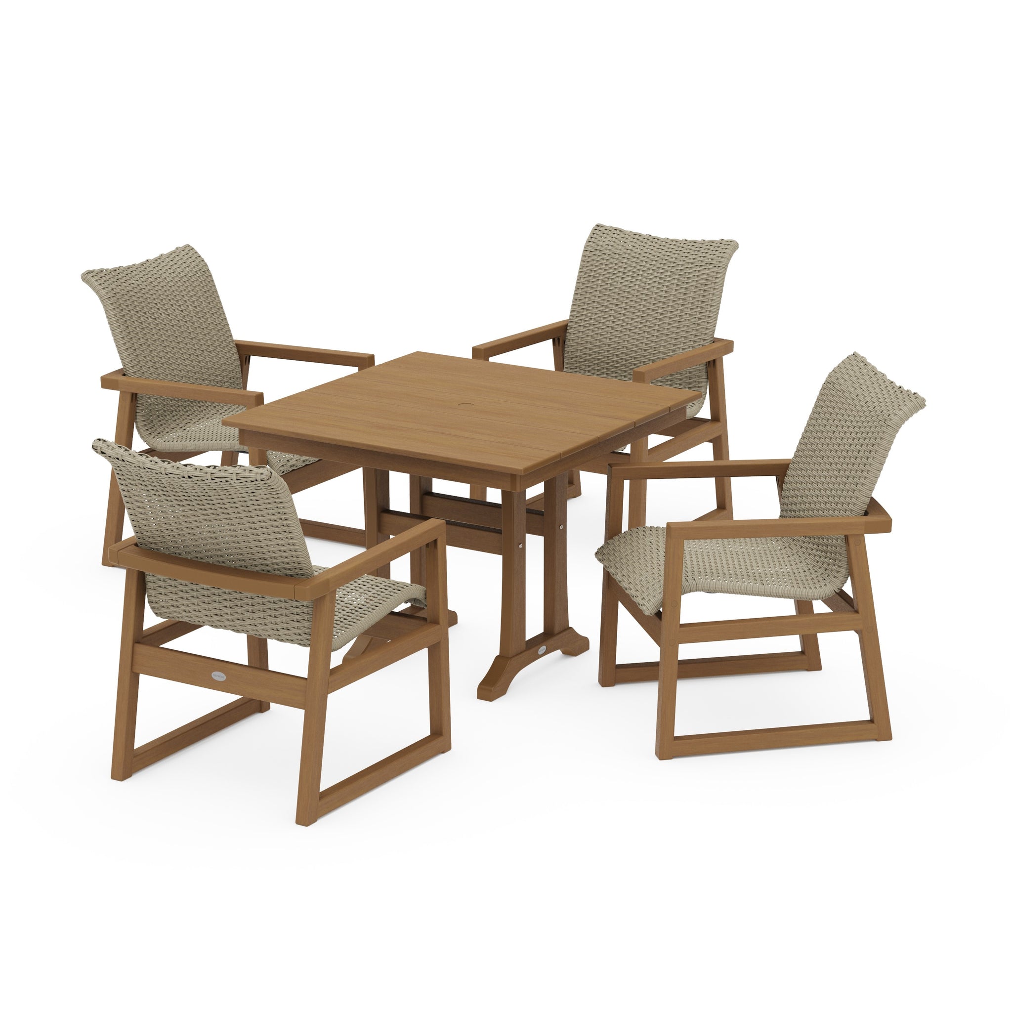 EDGE Woven 5-Piece Farmhouse Dining Set with Trestle Legs