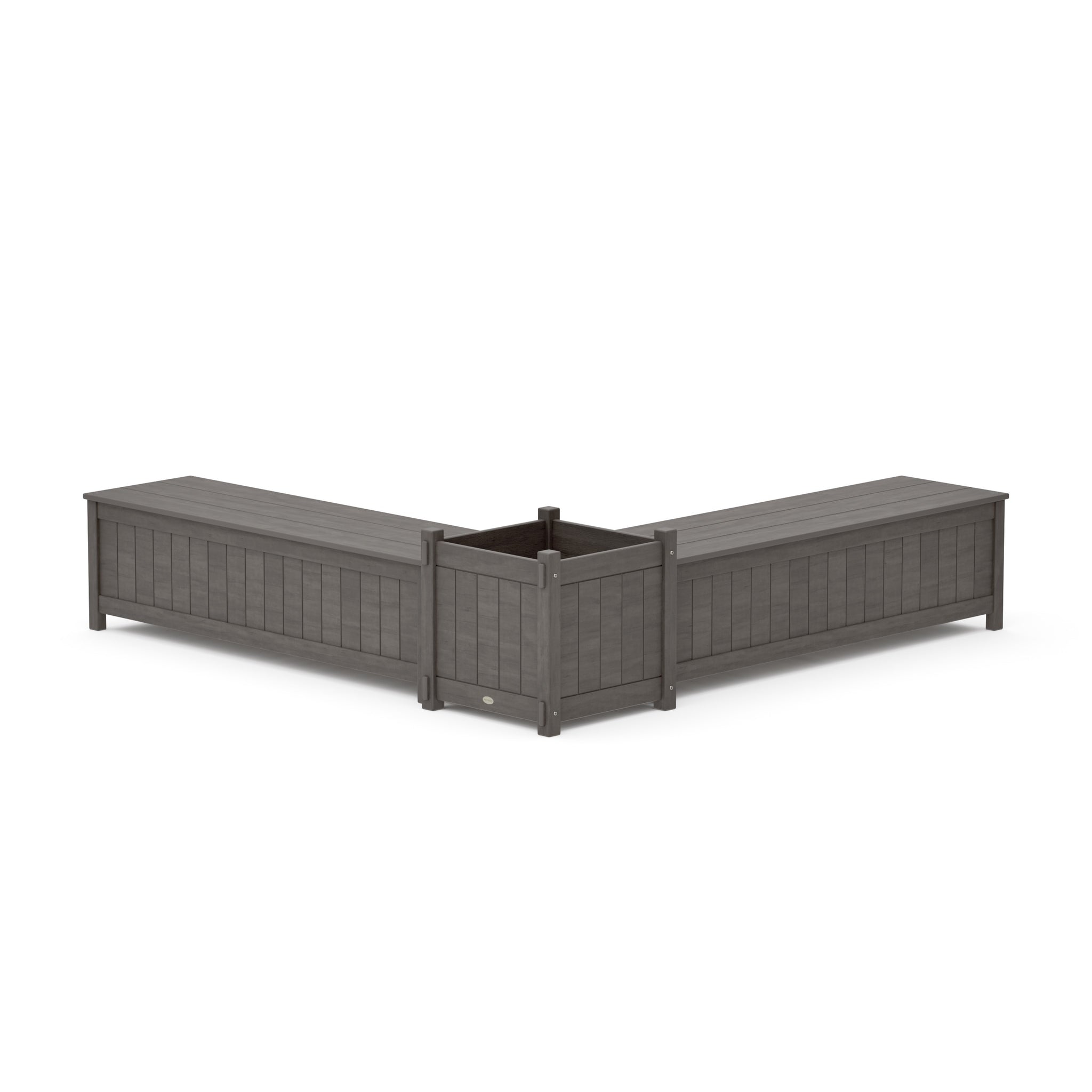 60" Vineyard L- Shaped Planter Storage Bench Set- Large