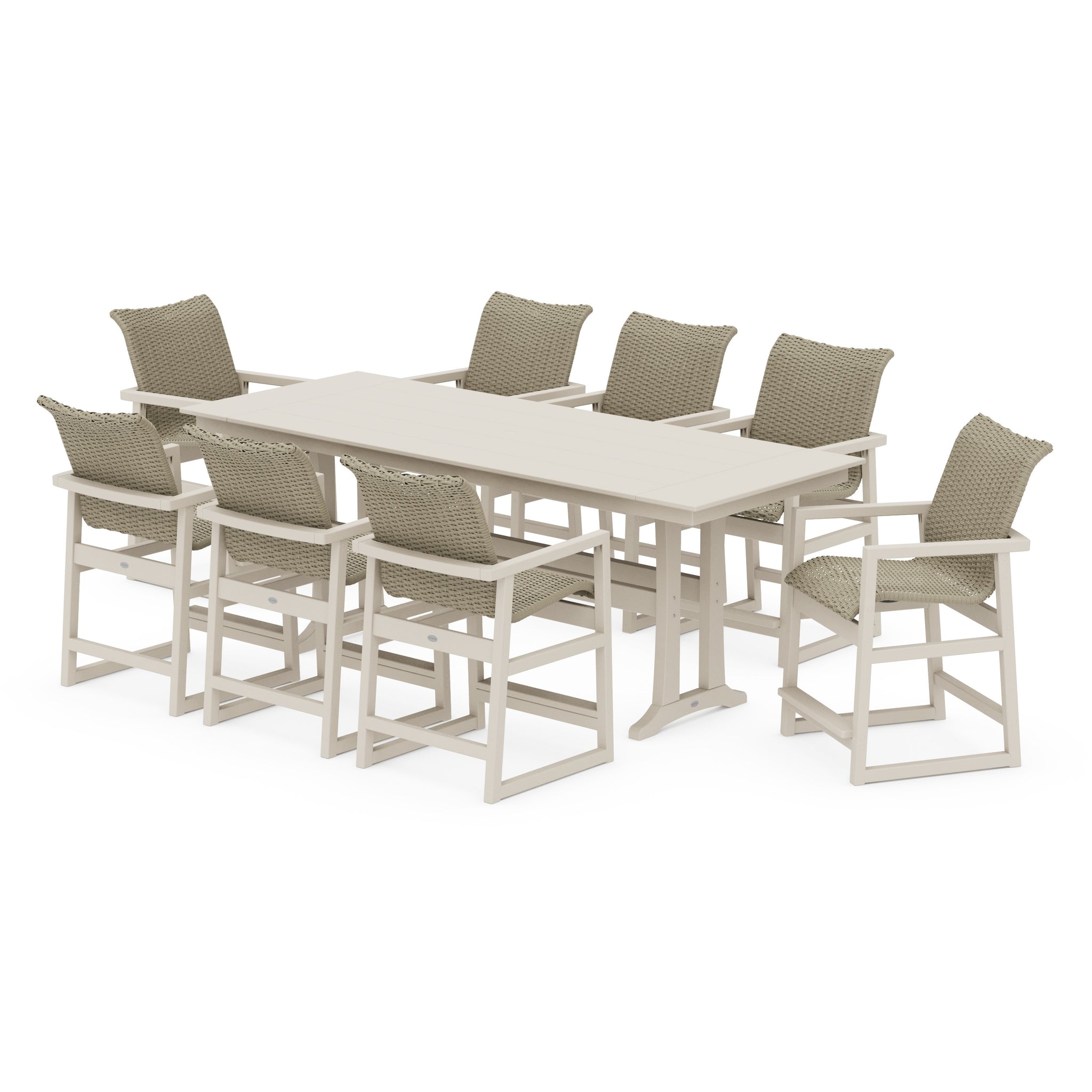 EDGE Woven 9-Piece Farmhouse Counter Set with Trestle Legs