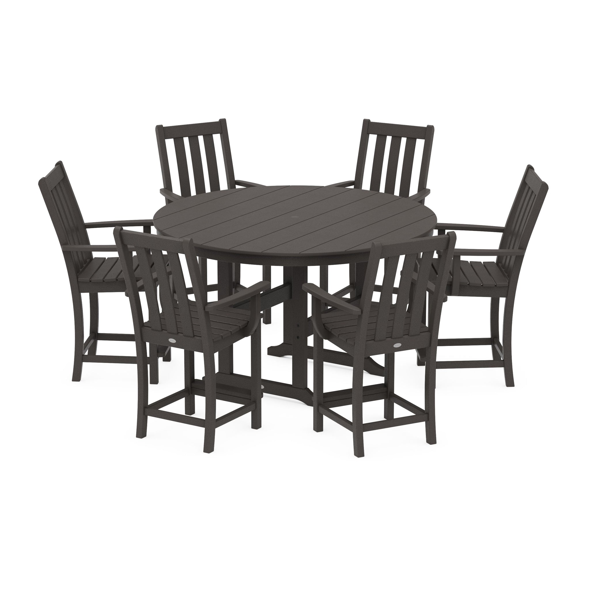 Vineyard 7-Piece Arm Chair Round Farmhouse Counter Set