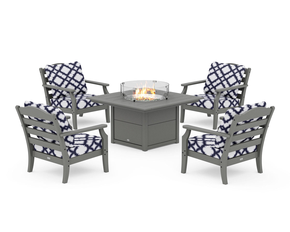 Savannah 5-Piece Deep Seating Set with Fire Pit Table