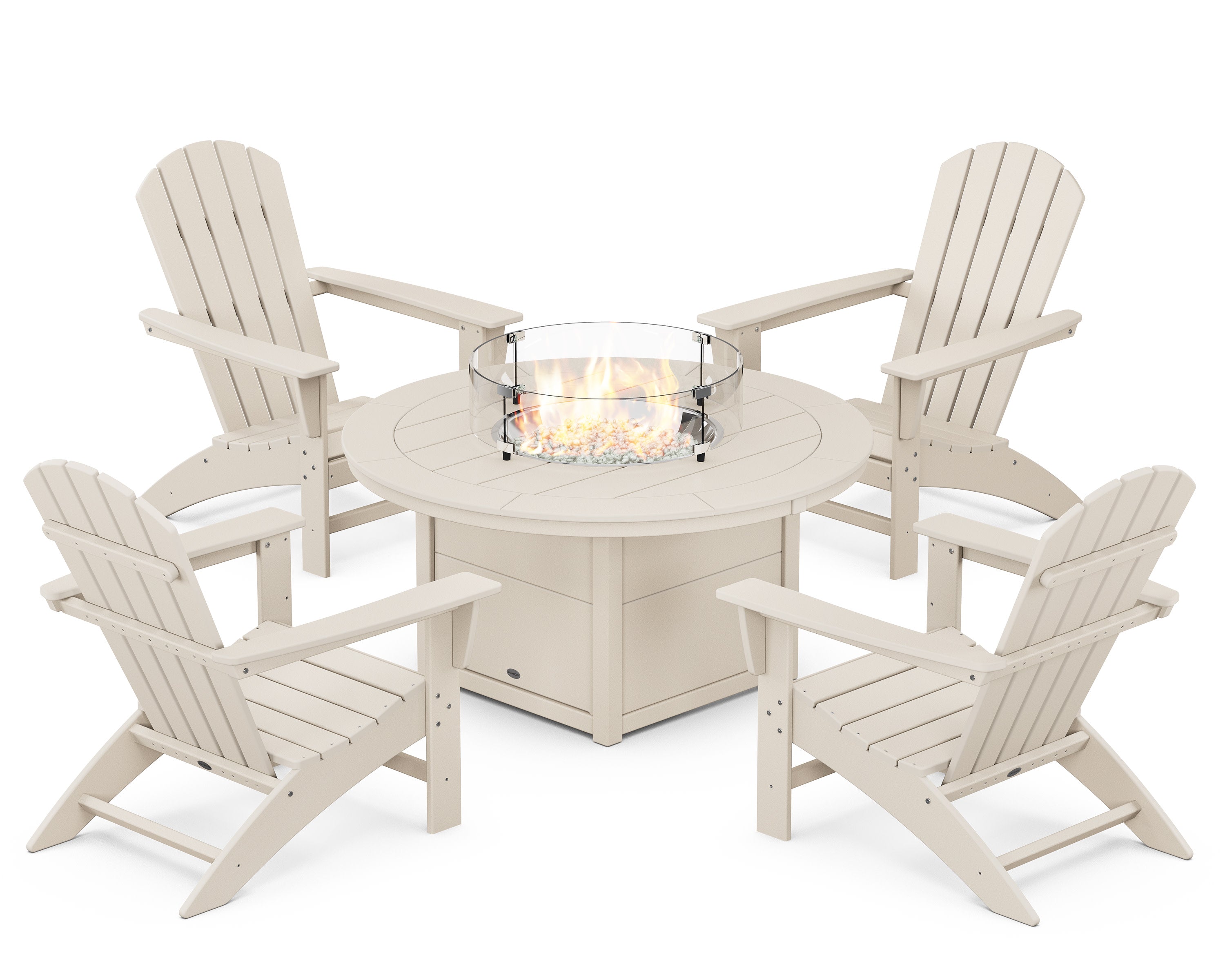 Nautical 5-Piece Adirondack Chair Conversation Set with Fire Pit Table