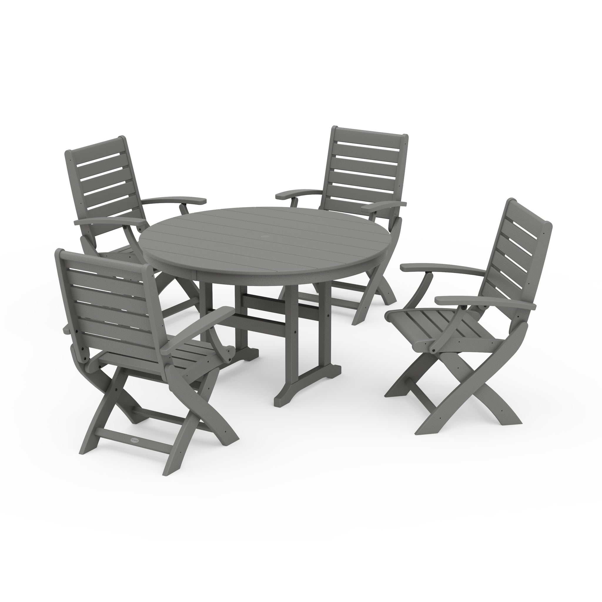 Signature Folding Chair 5-Piece Round Farmhouse Dining Set