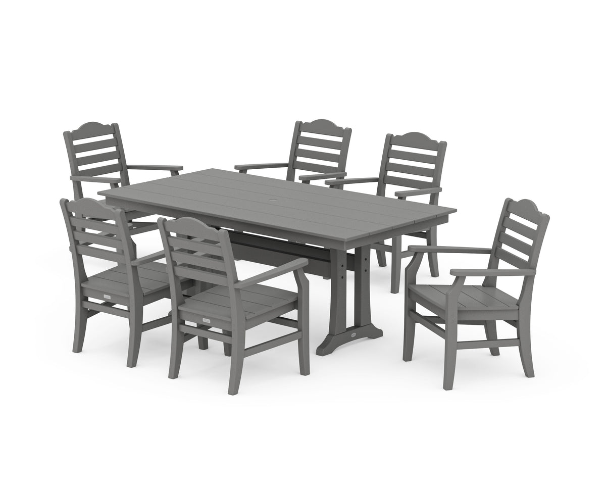 Savannah Arm Chair 7-Piece Farmhouse Dining Set with Trestle Legs
