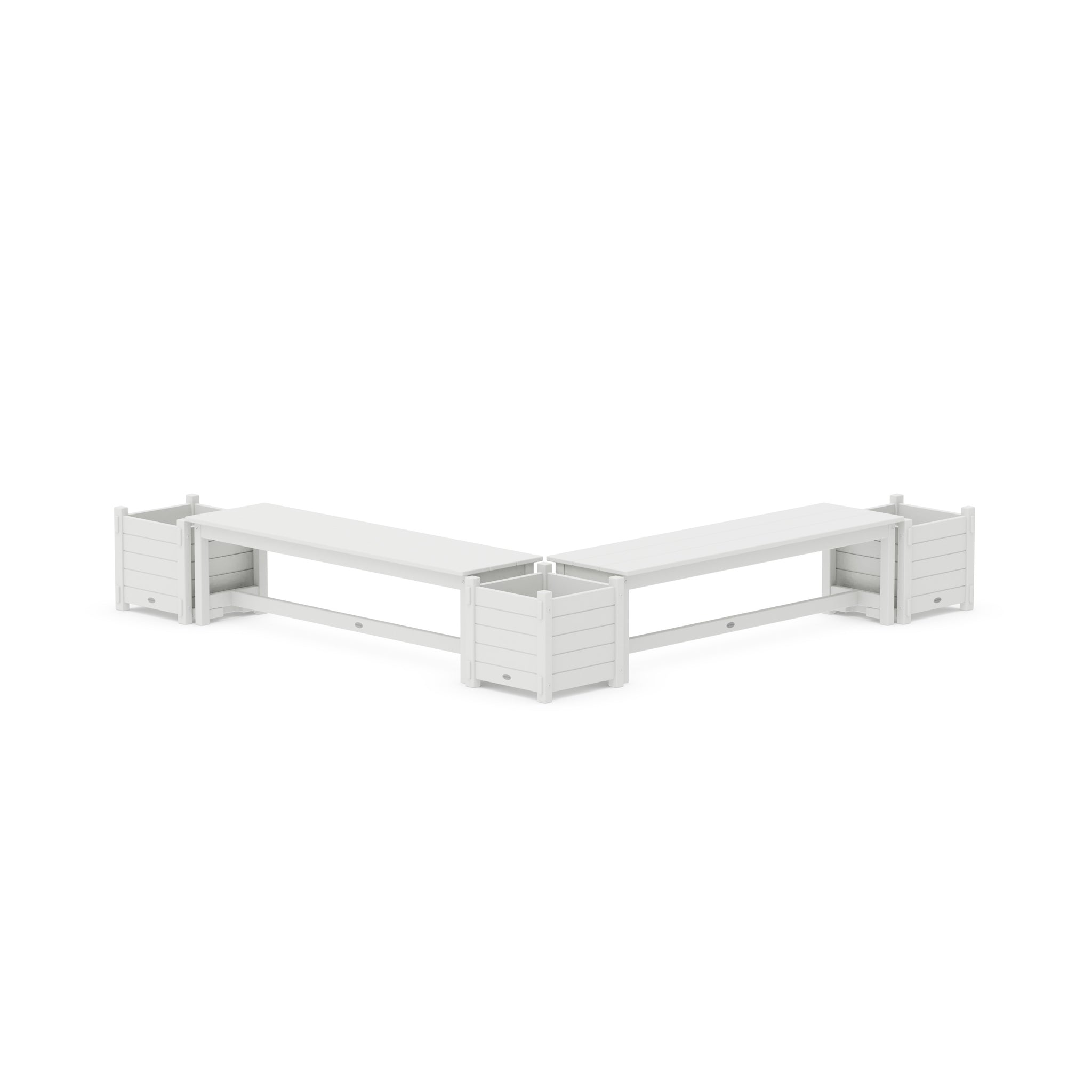 60" Nautical L- Shaped Planter Bench Corner Set