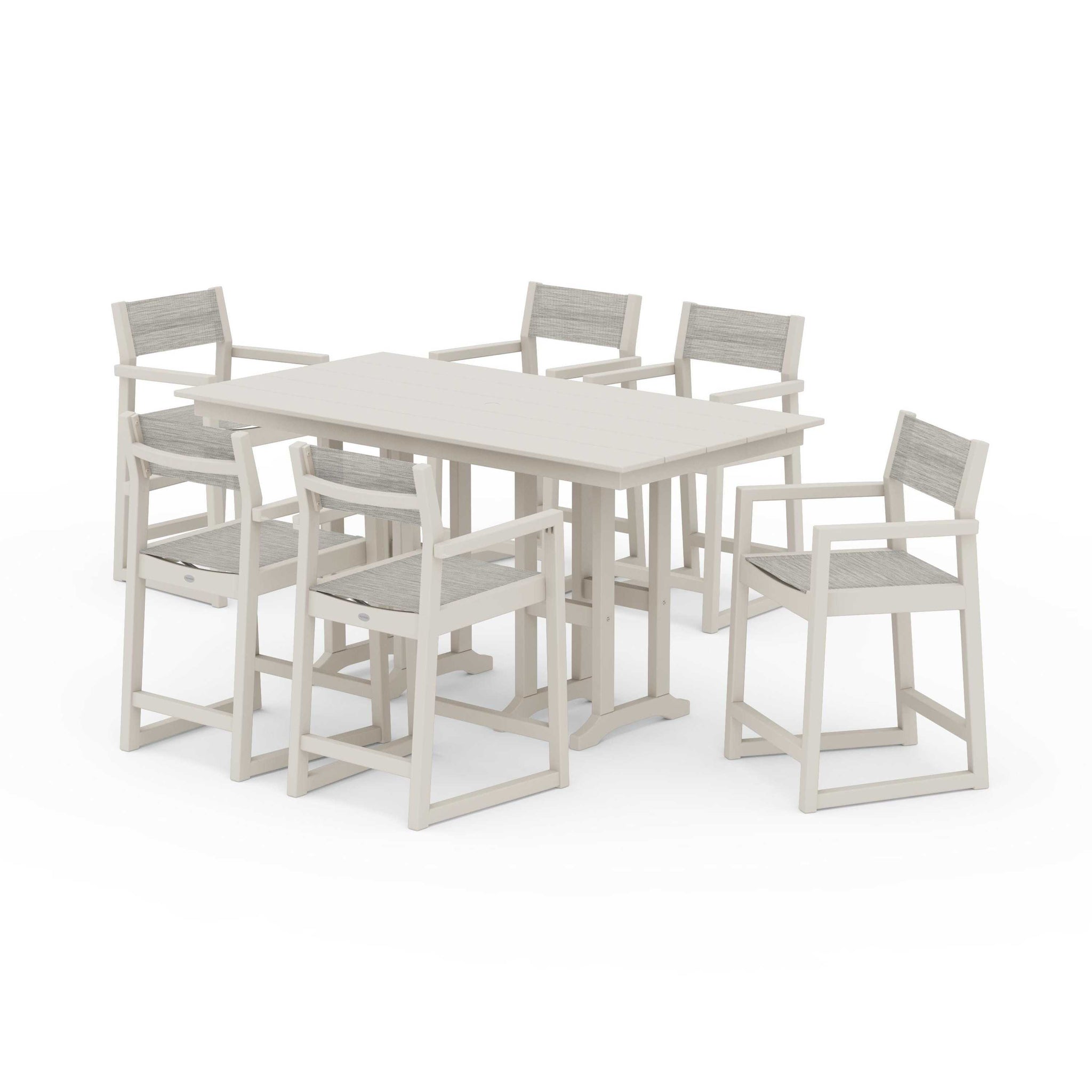 EDGE Sling Arm Chair 7-Piece Farmhouse Counter Set