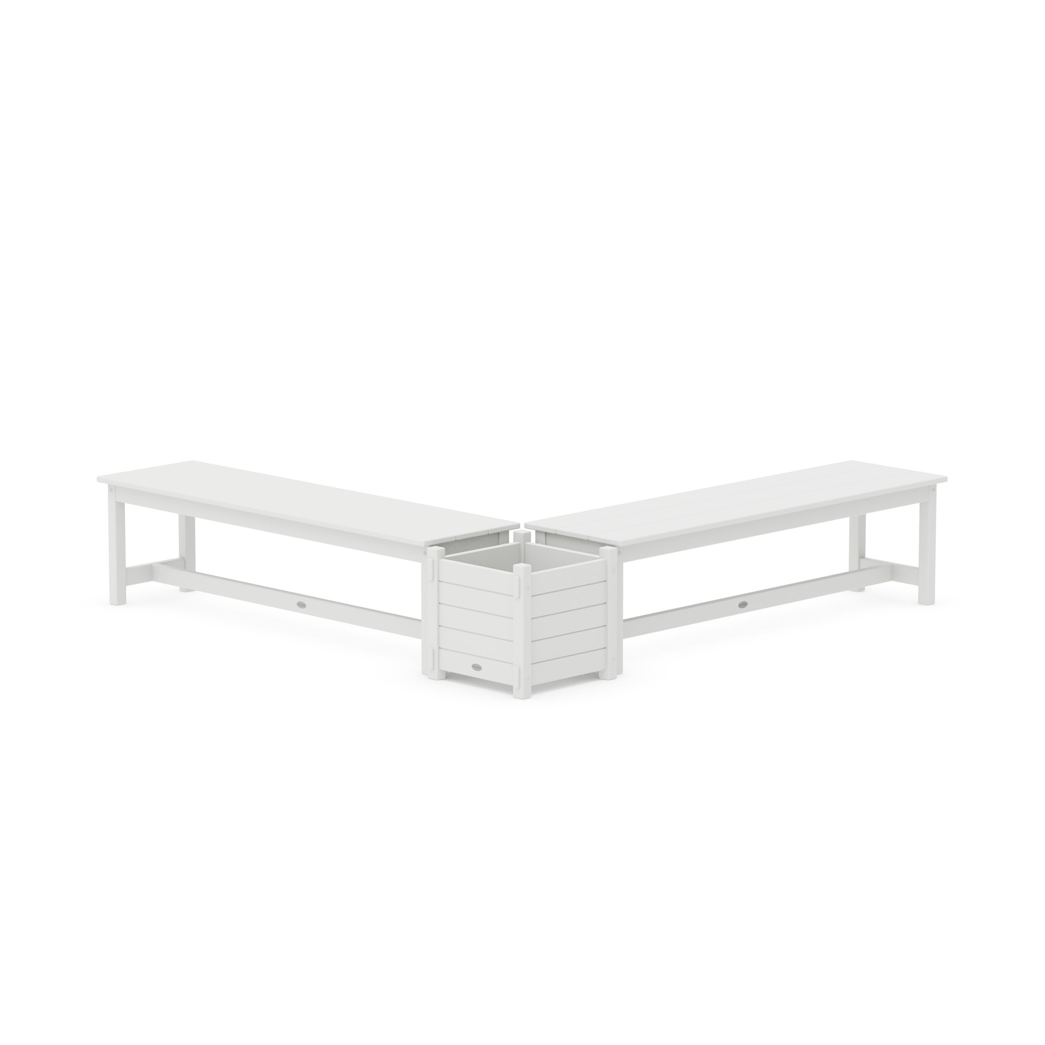 60" Nautical L- Shaped Planter Bench Set