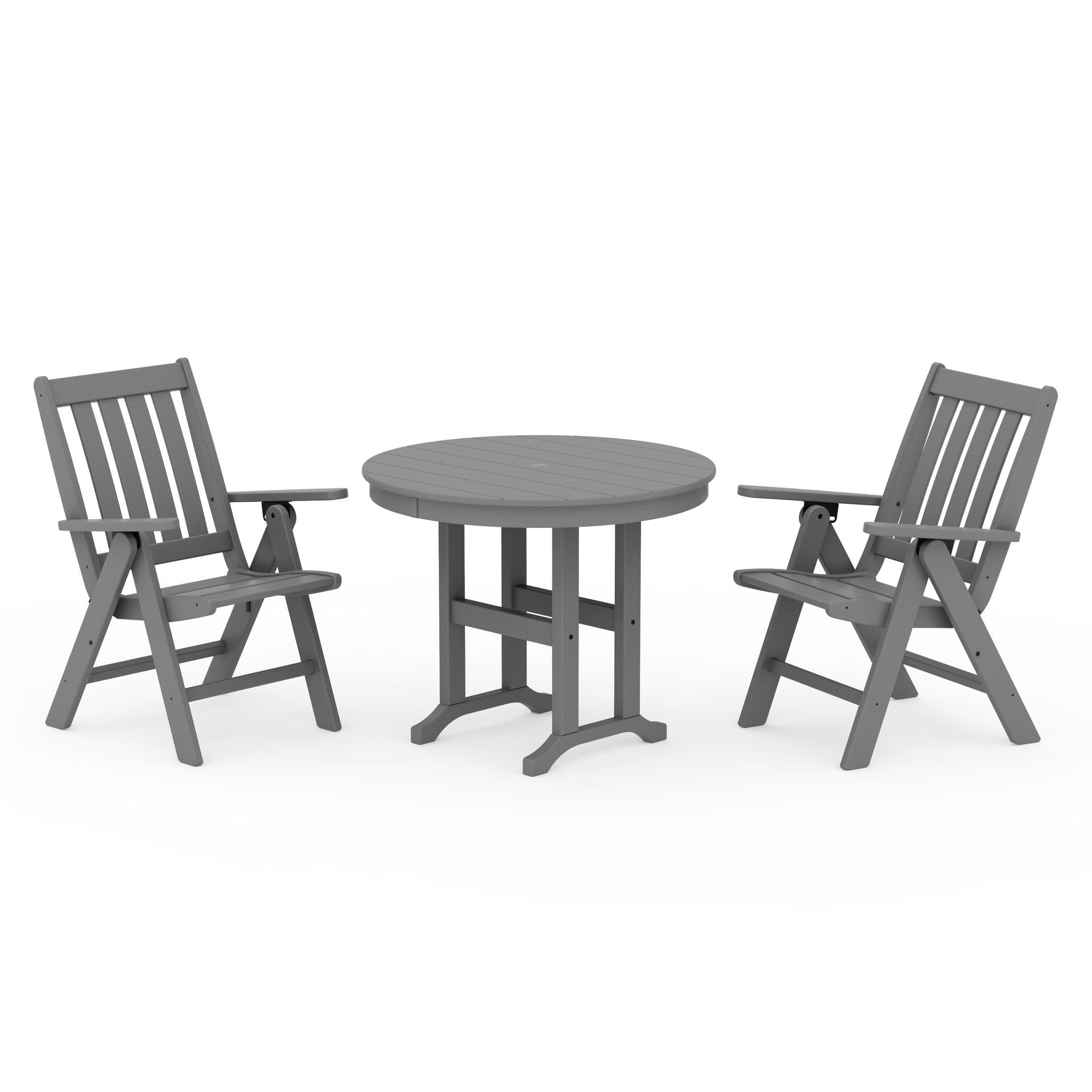 Vineyard Folding Chair 3-Piece Round Dining Set