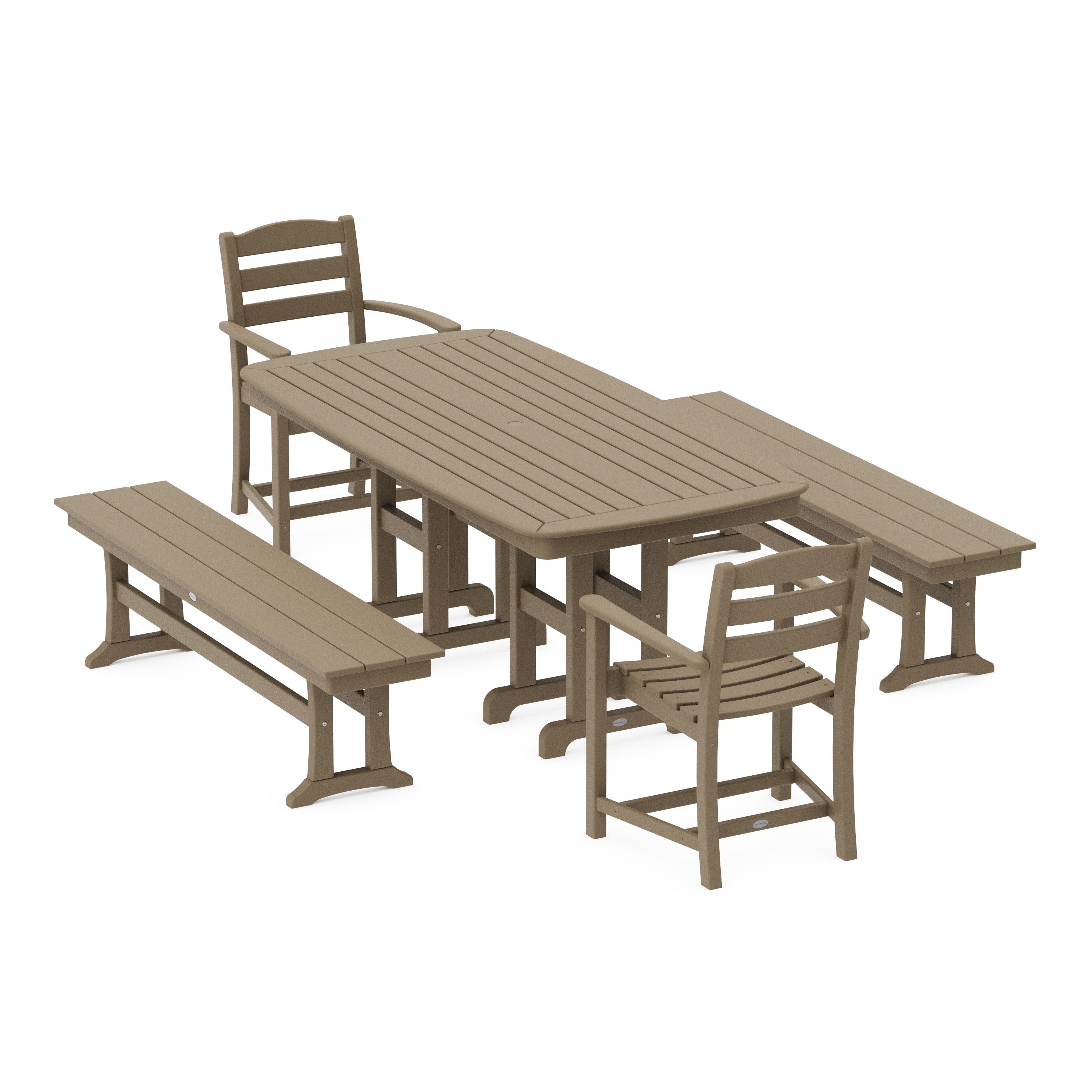 La Casa Café 5-Piece Dining Set with Benches