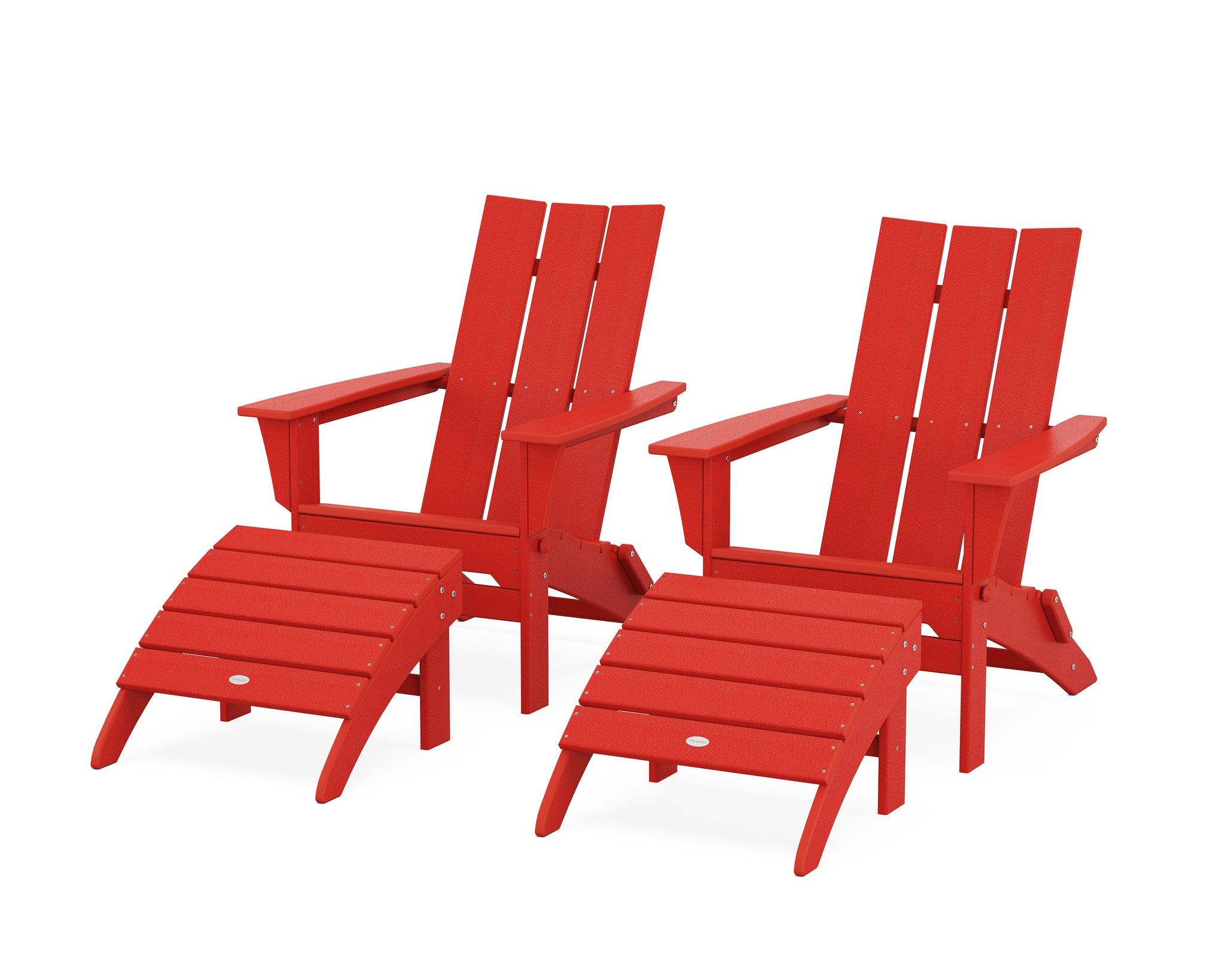 Modern Folding Adirondack Chair 4-Piece Set with Ottomans