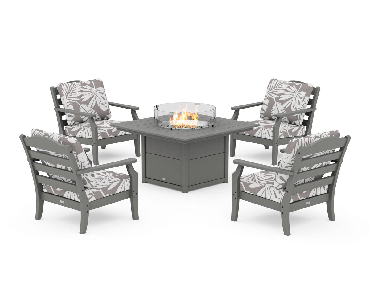 Savannah 5-Piece Deep Seating Set with Fire Pit Table