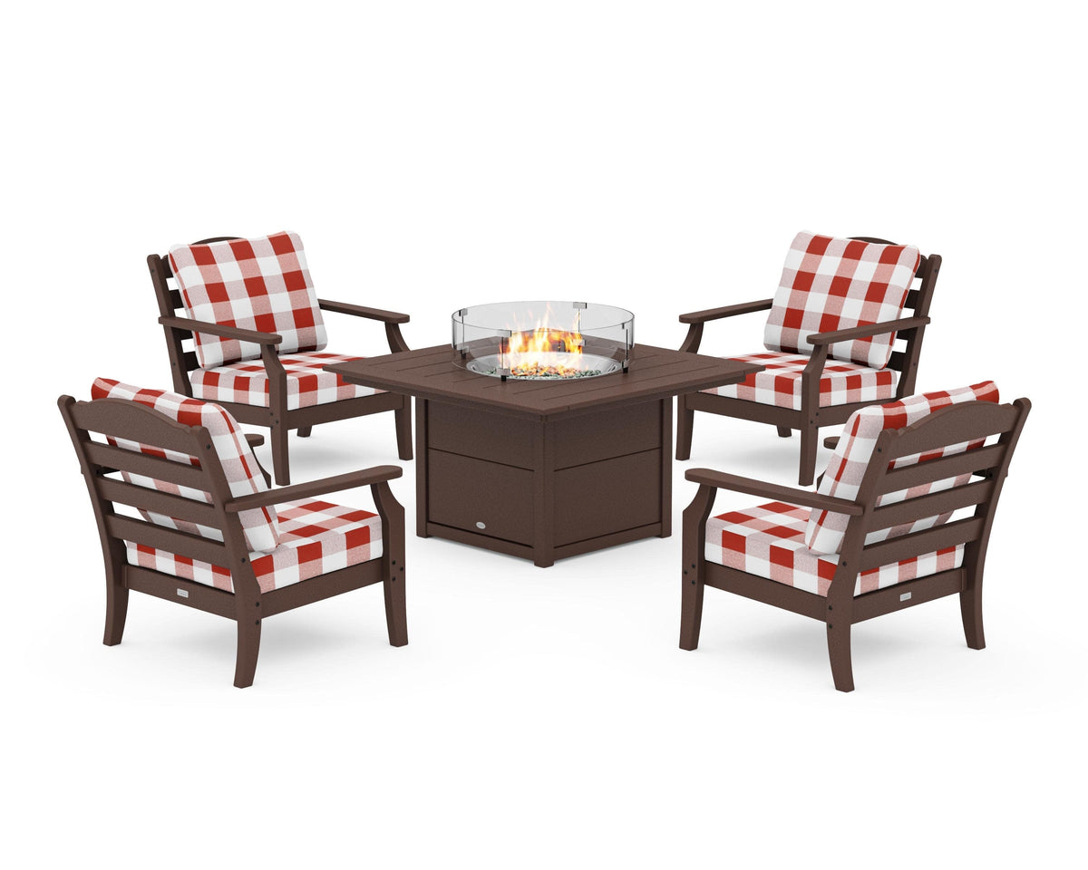 Savannah 5-Piece Deep Seating Set with Fire Pit Table
