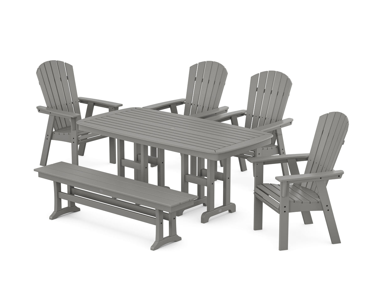 Nautical Curveback Adirondack 6-Piece Dining Set with Bench