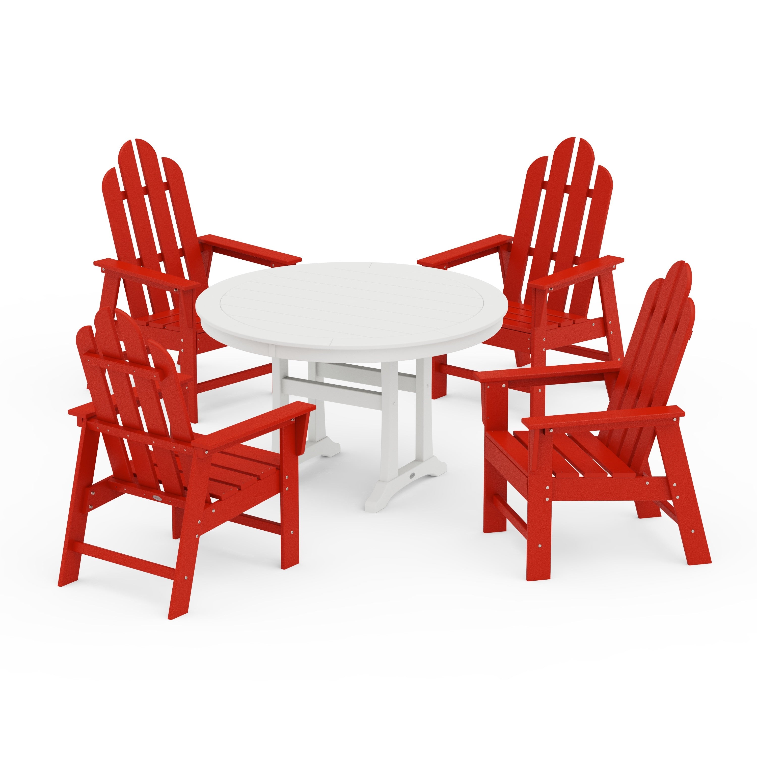 Long Island 5-Piece Round Dining Set with Trestle Legs
