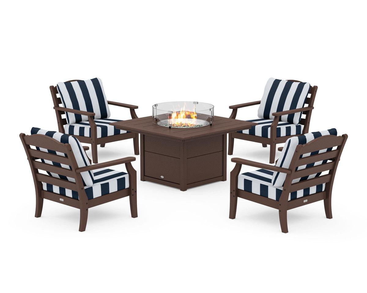 Savannah 5-Piece Deep Seating Set with Fire Pit Table