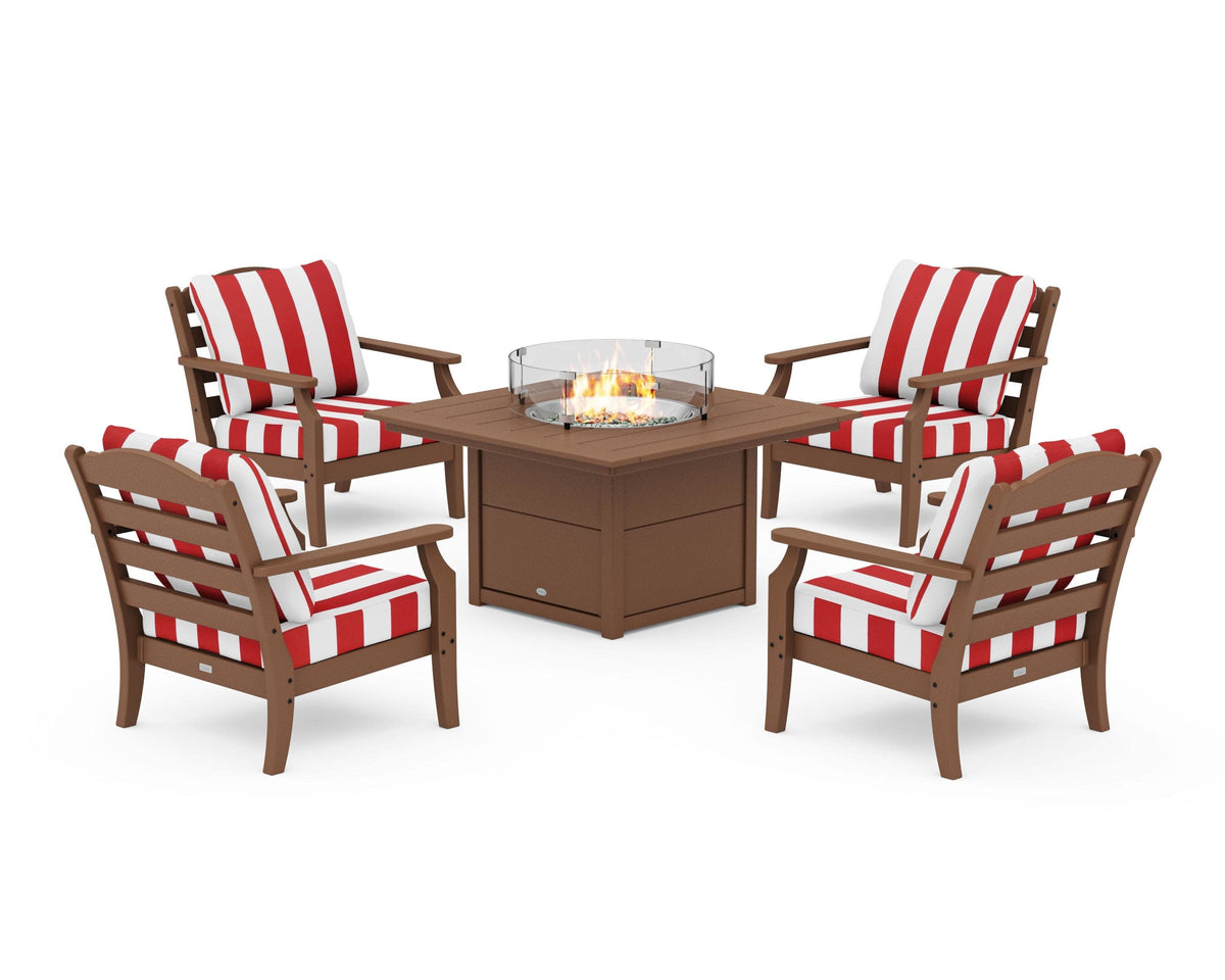 Savannah 5-Piece Deep Seating Set with Fire Pit Table
