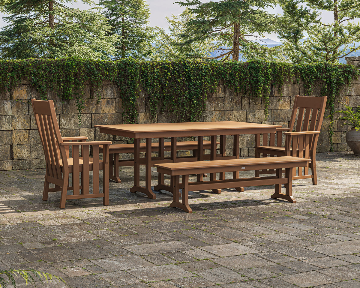 Acadia 5-Piece Farmhouse Dining Set with Benches