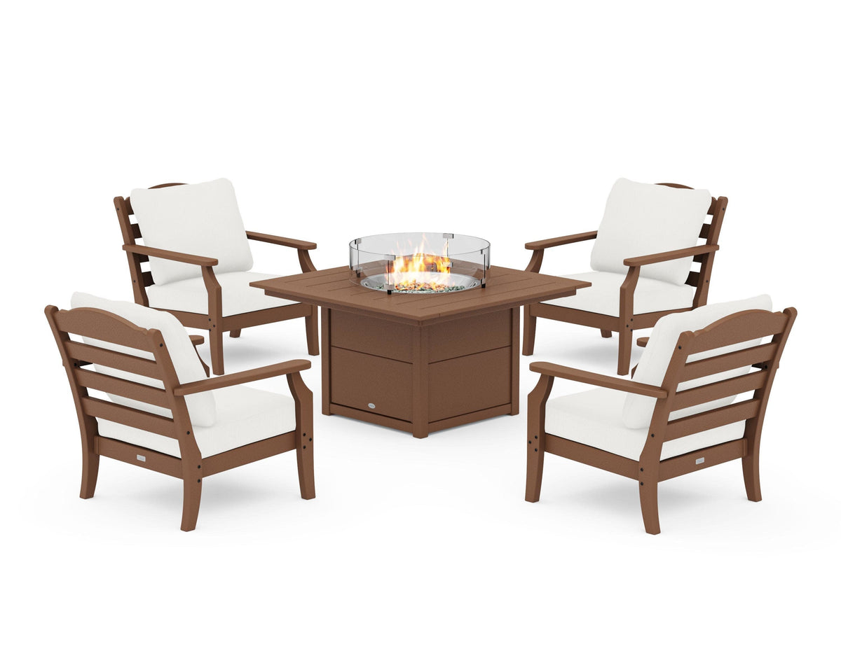 Savannah 5-Piece Deep Seating Set with Fire Pit Table