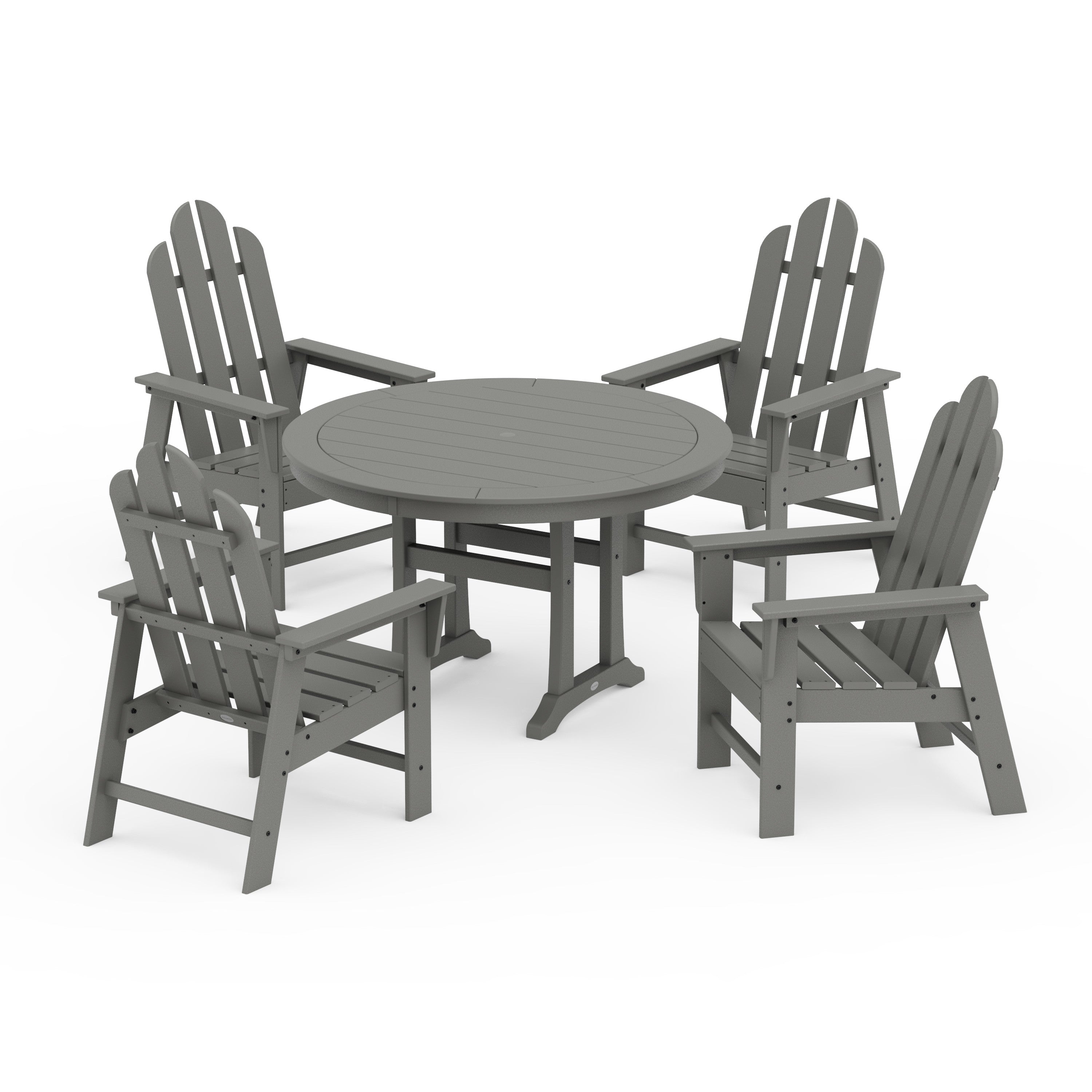 Long Island 5-Piece Round Dining Set with Trestle Legs