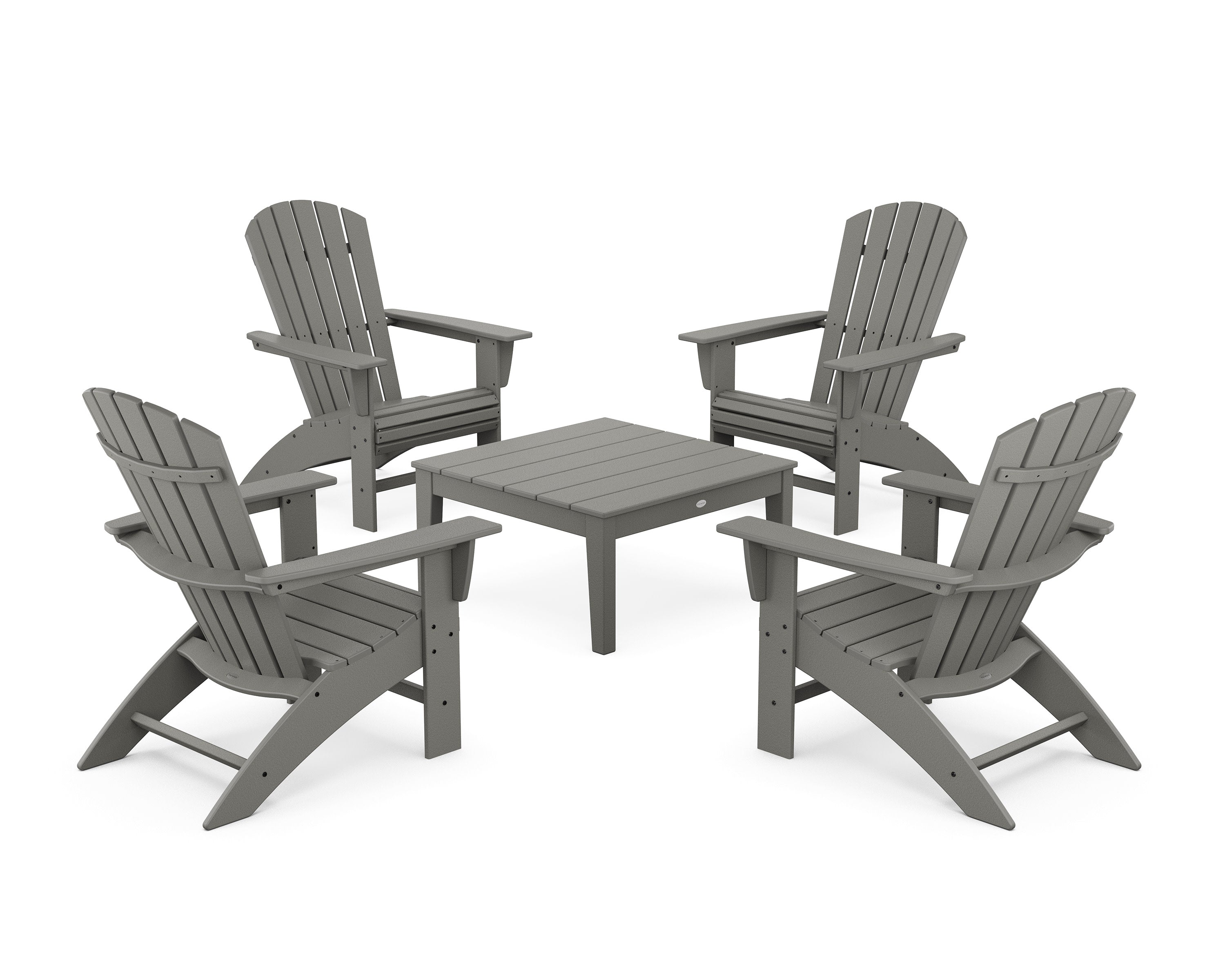 5-Piece Nautical Curveback Adirondack Chair Conversation Set with 36" Conversation Table