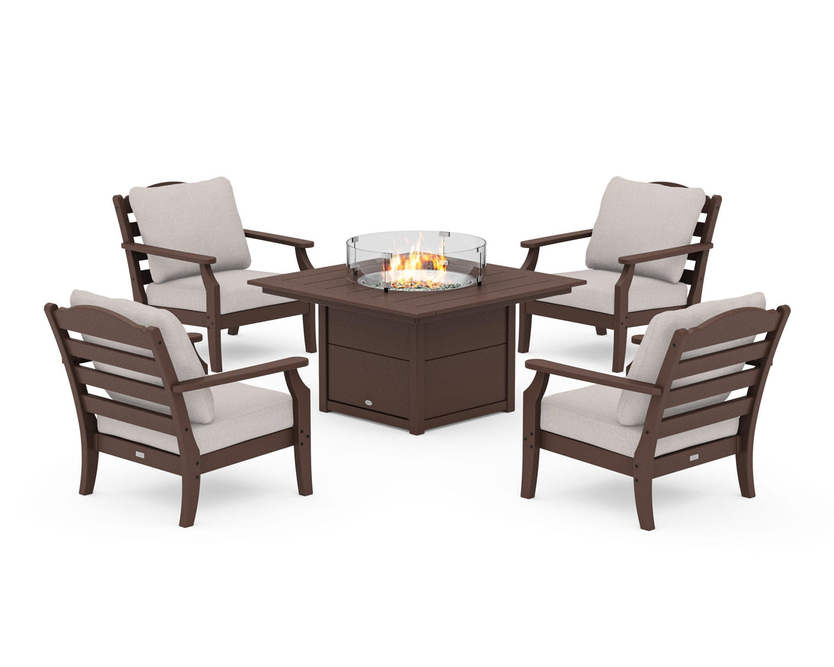 Savannah 5-Piece Deep Seating Set with Fire Pit Table
