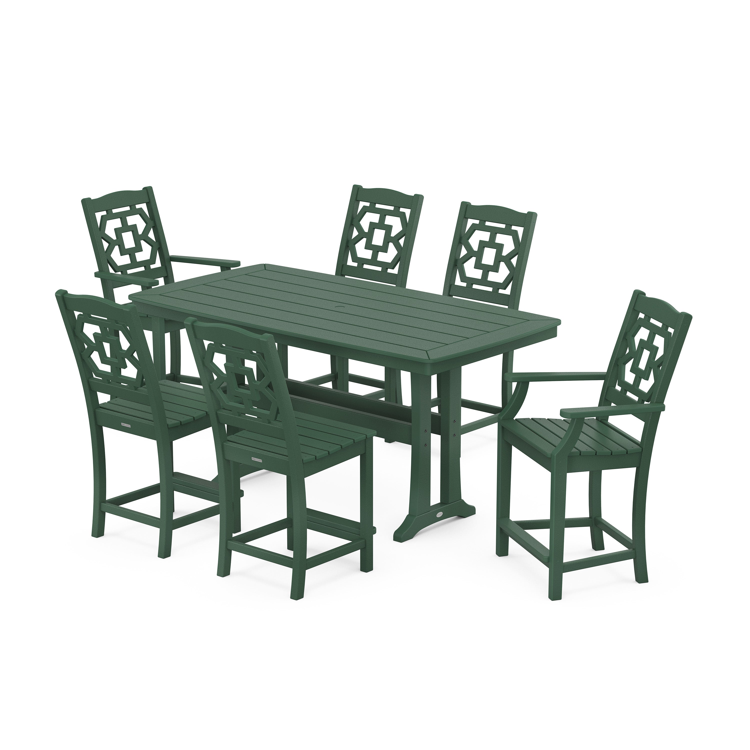 Chinoiserie 7-Piece Counter Set with Trestle Legs