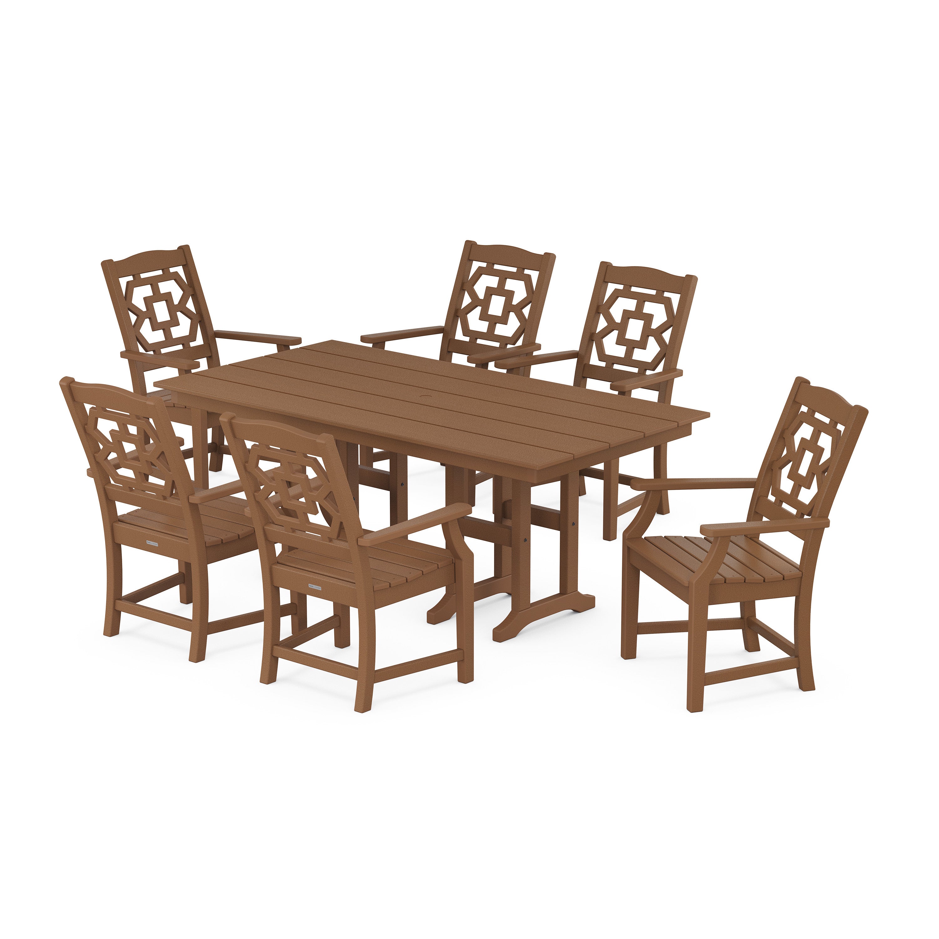 Chinoiserie Arm Chair 7-Piece Farmhouse Dining Set