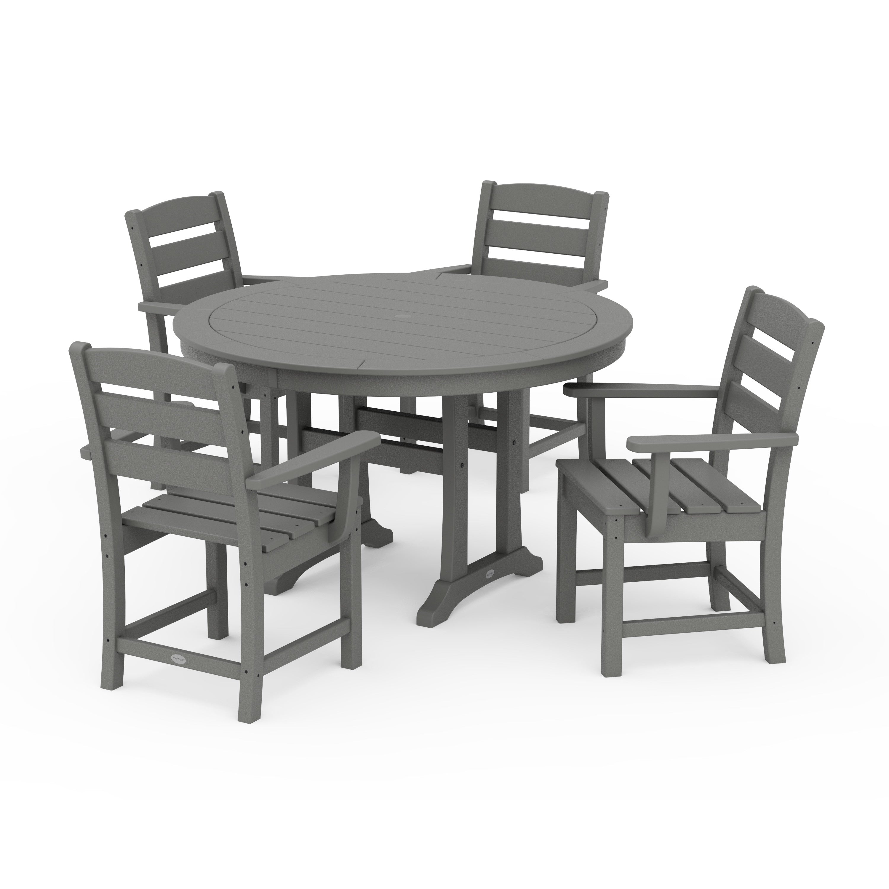 Lakeside 5-Piece Round Dining Set with Trestle Legs