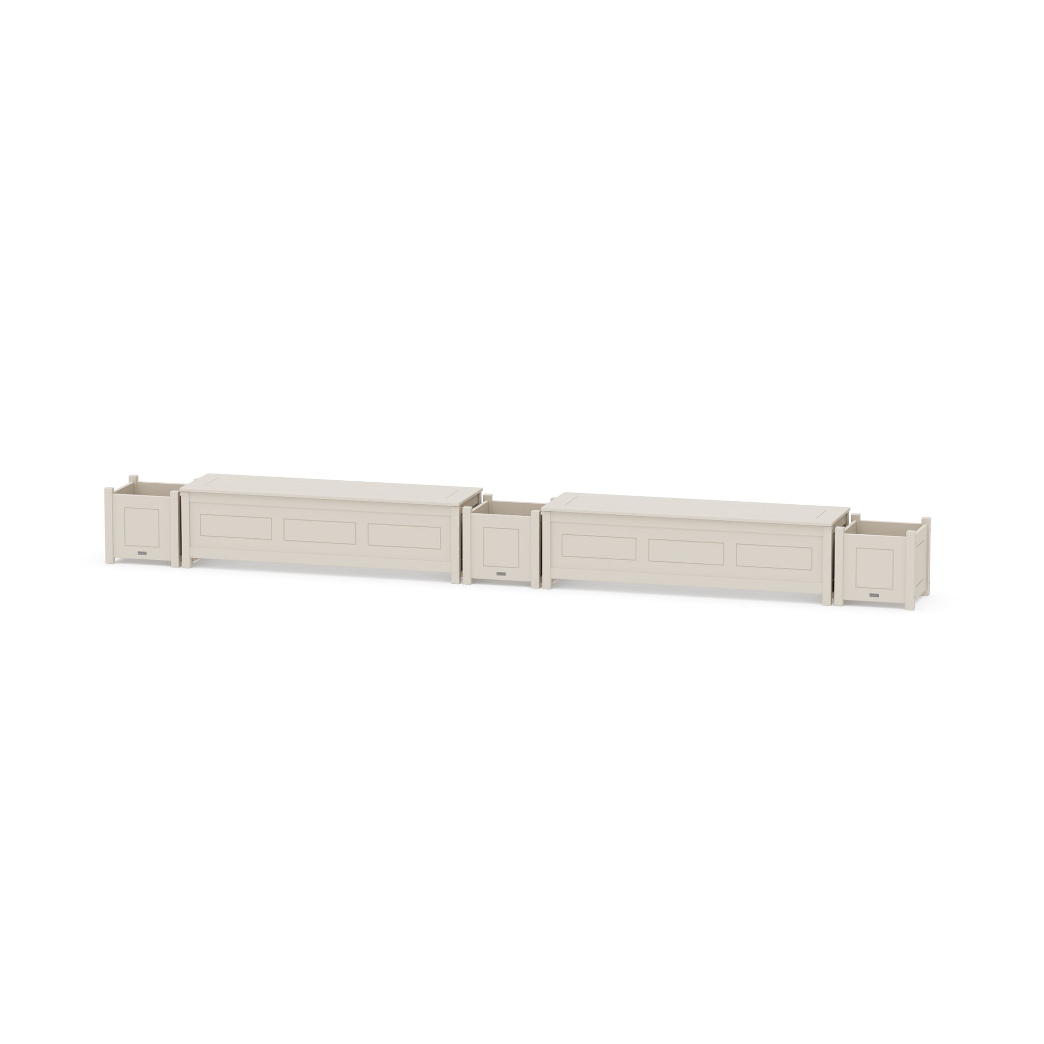 60" Country Living Straight Double Planter Storage Bench Set