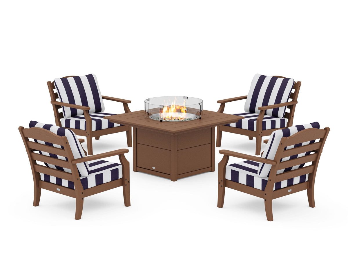 Savannah 5-Piece Deep Seating Set with Fire Pit Table