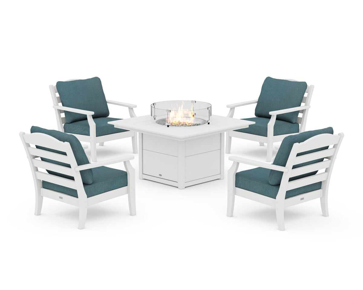 Savannah 5-Piece Deep Seating Set with Fire Pit Table