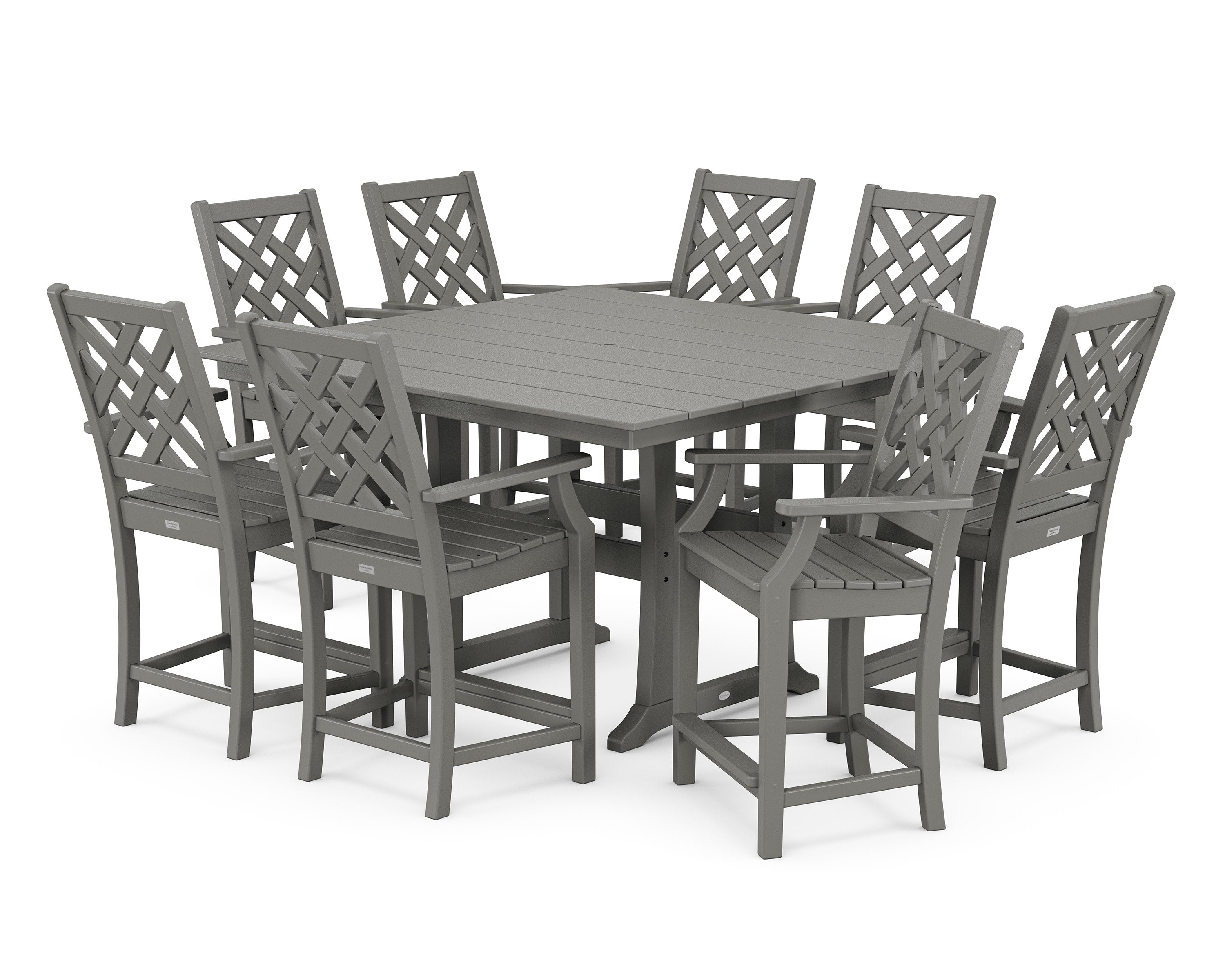 Wovendale 9-Piece Square Farmhouse Counter Set with Trestle Legs