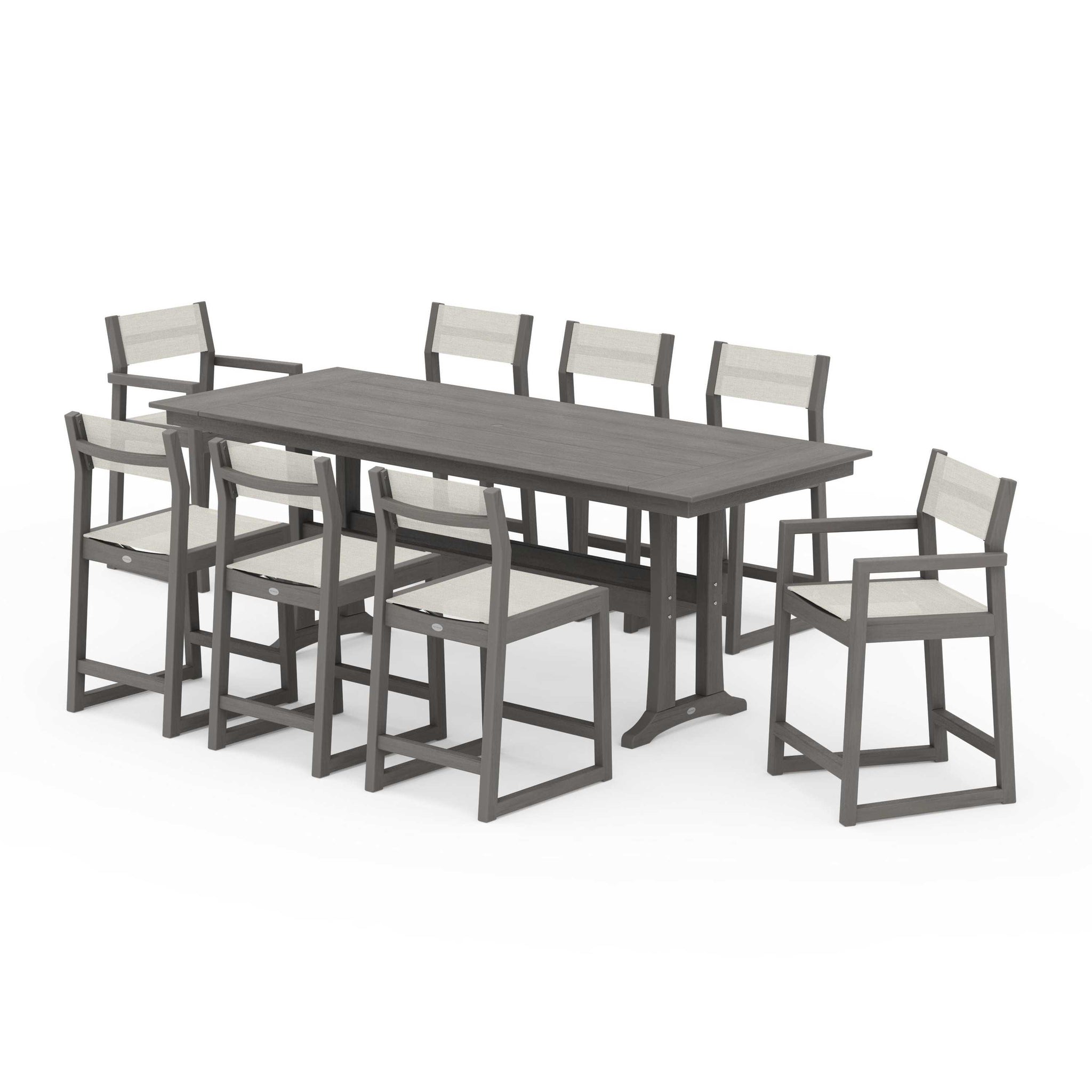EDGE Sling 9-Piece Farmhouse Counter Set with Trestle Legs