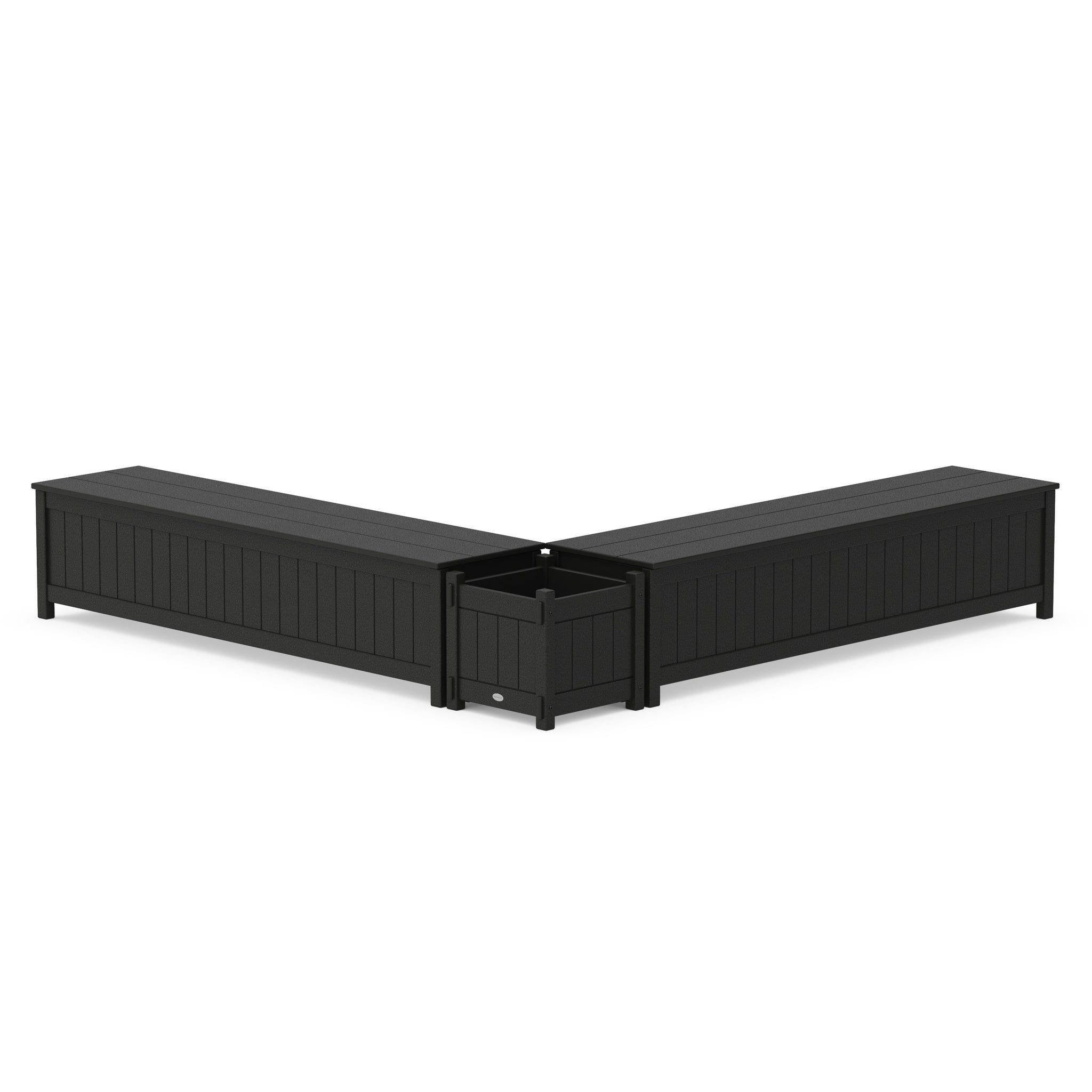 72" Vineyard L- Shaped Planter Storage Bench Set