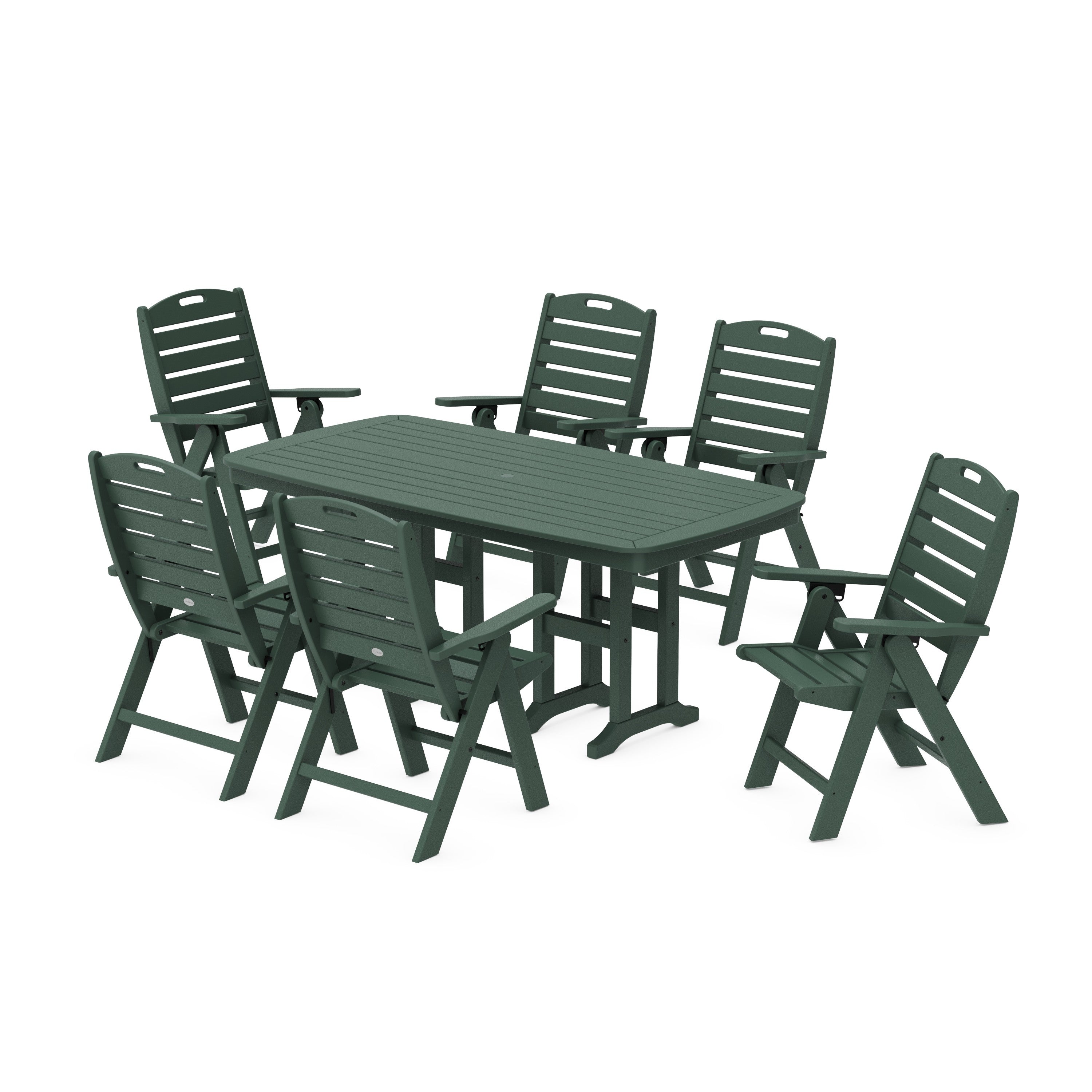 Nautical Folding Highback Chair 7-Piece Dining Set