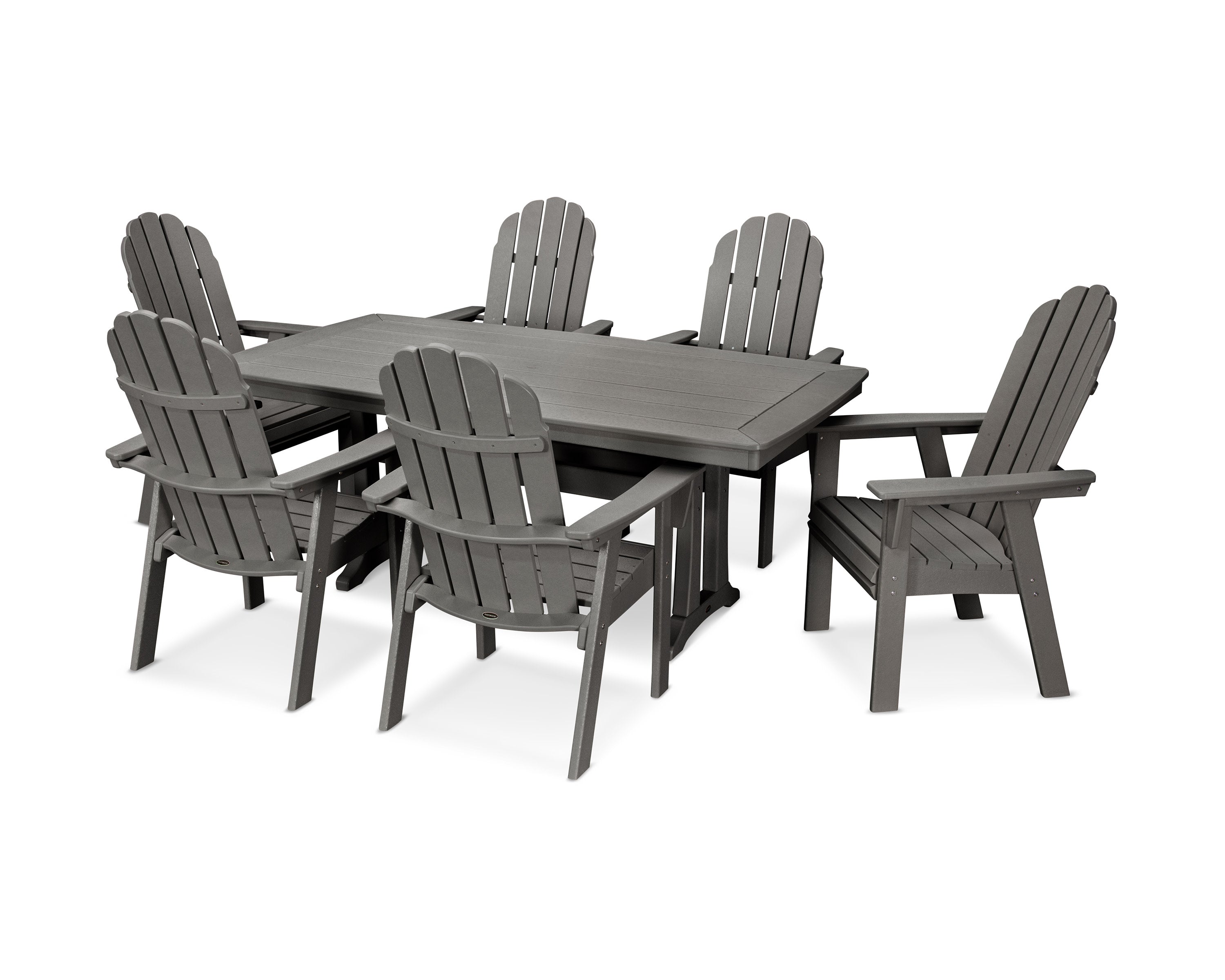 Vineyard Curveback Adirondack 7-Piece Dining Set with Trestle Legs