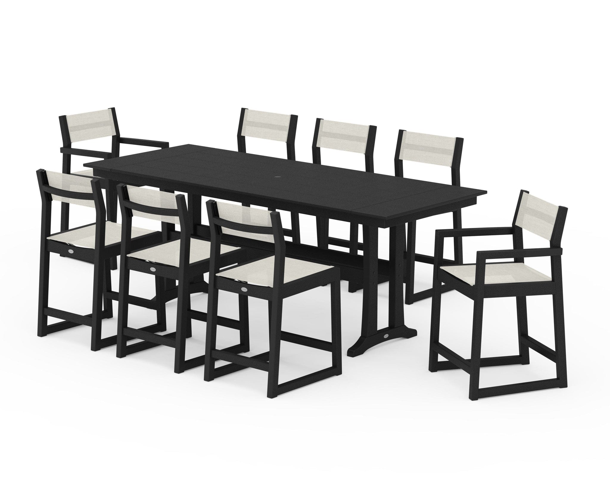 EDGE Sling 9-Piece Farmhouse Counter Set with Trestle Legs