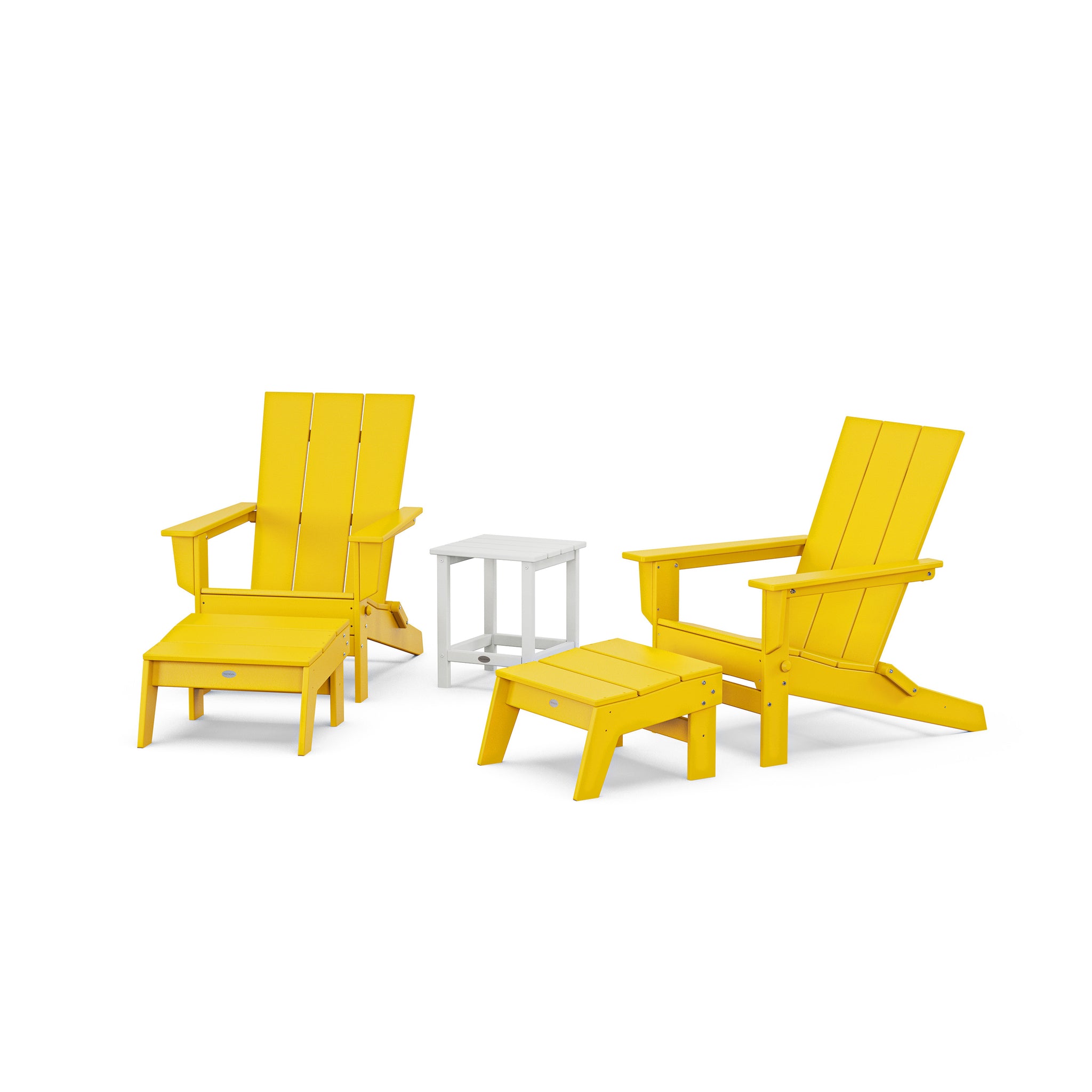 5-Piece Modern Studio Folding Adirondack Set with Ottomans and Side Table