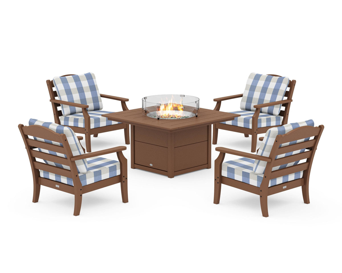 Savannah 5-Piece Deep Seating Set with Fire Pit Table
