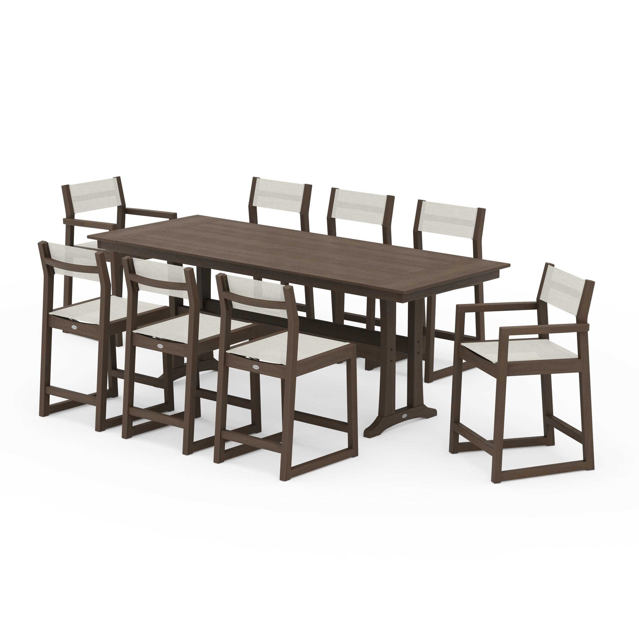 EDGE Sling 9-Piece Farmhouse Counter Set with Trestle Legs