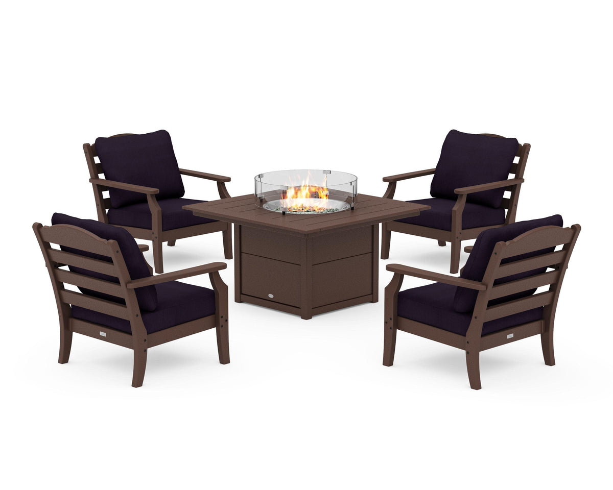 Savannah 5-Piece Deep Seating Set with Fire Pit Table
