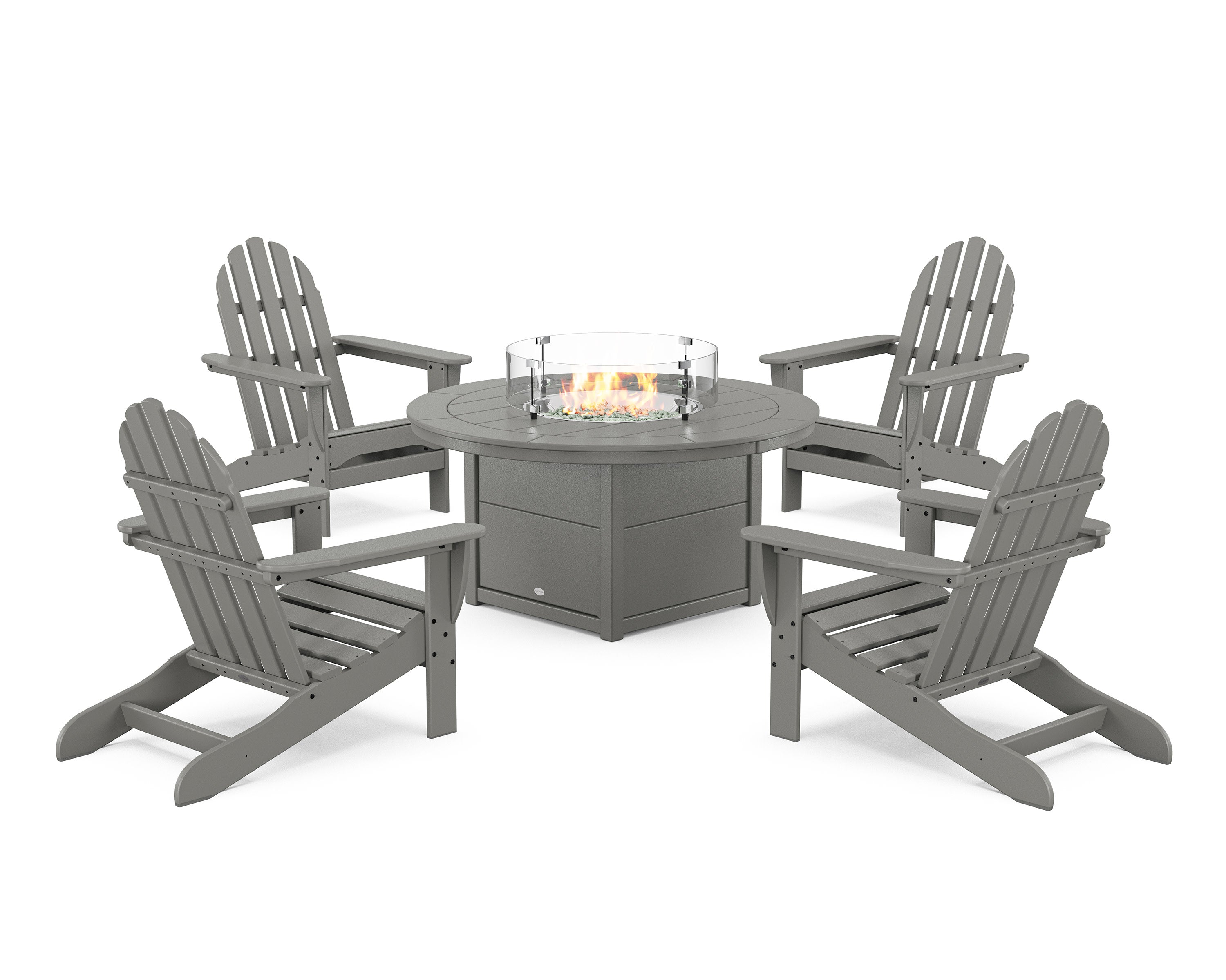 Classic Adirondack 5-Piece Conversation Set with Fire Pit Table
