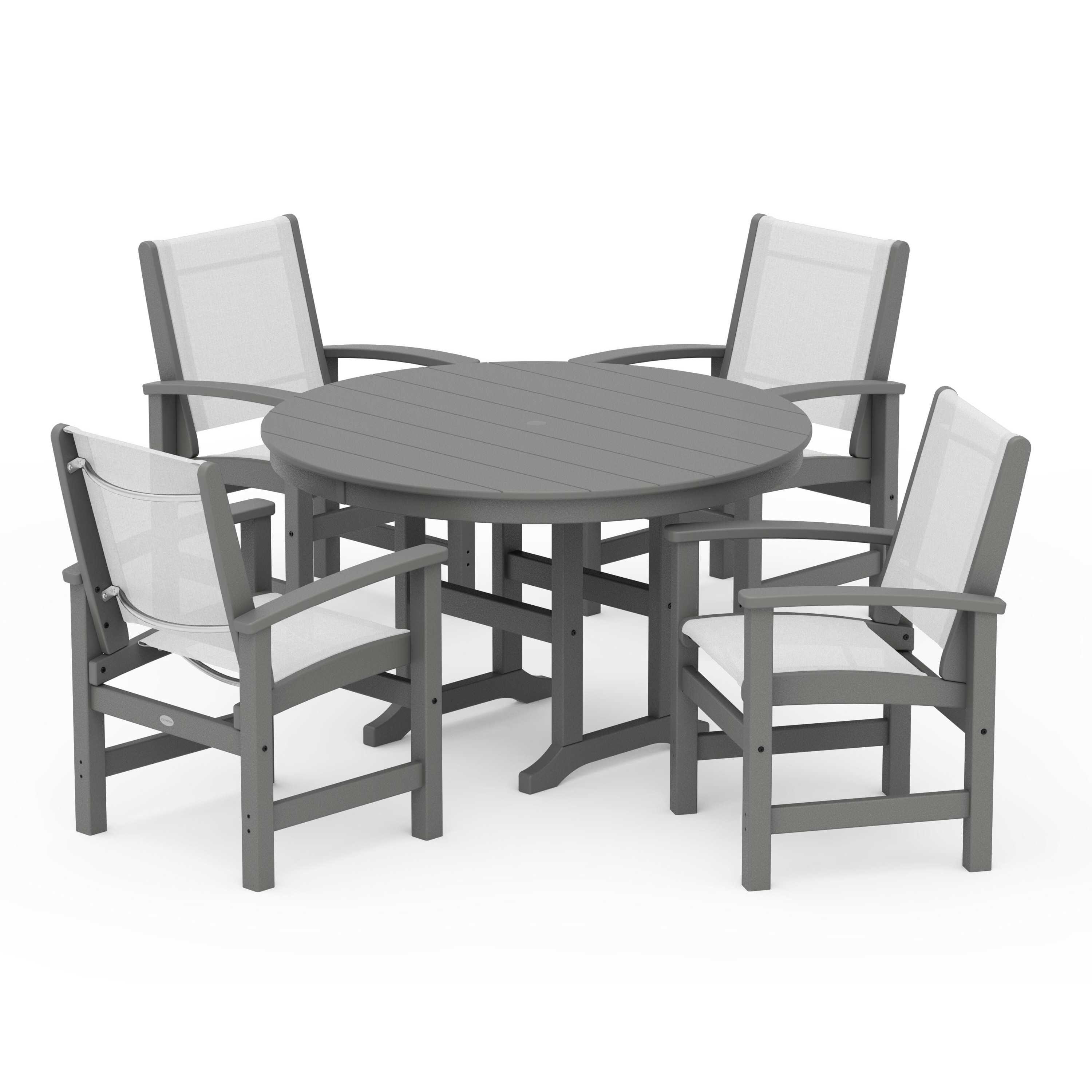 Coastal 5-Piece Round Farmhouse Dining Set